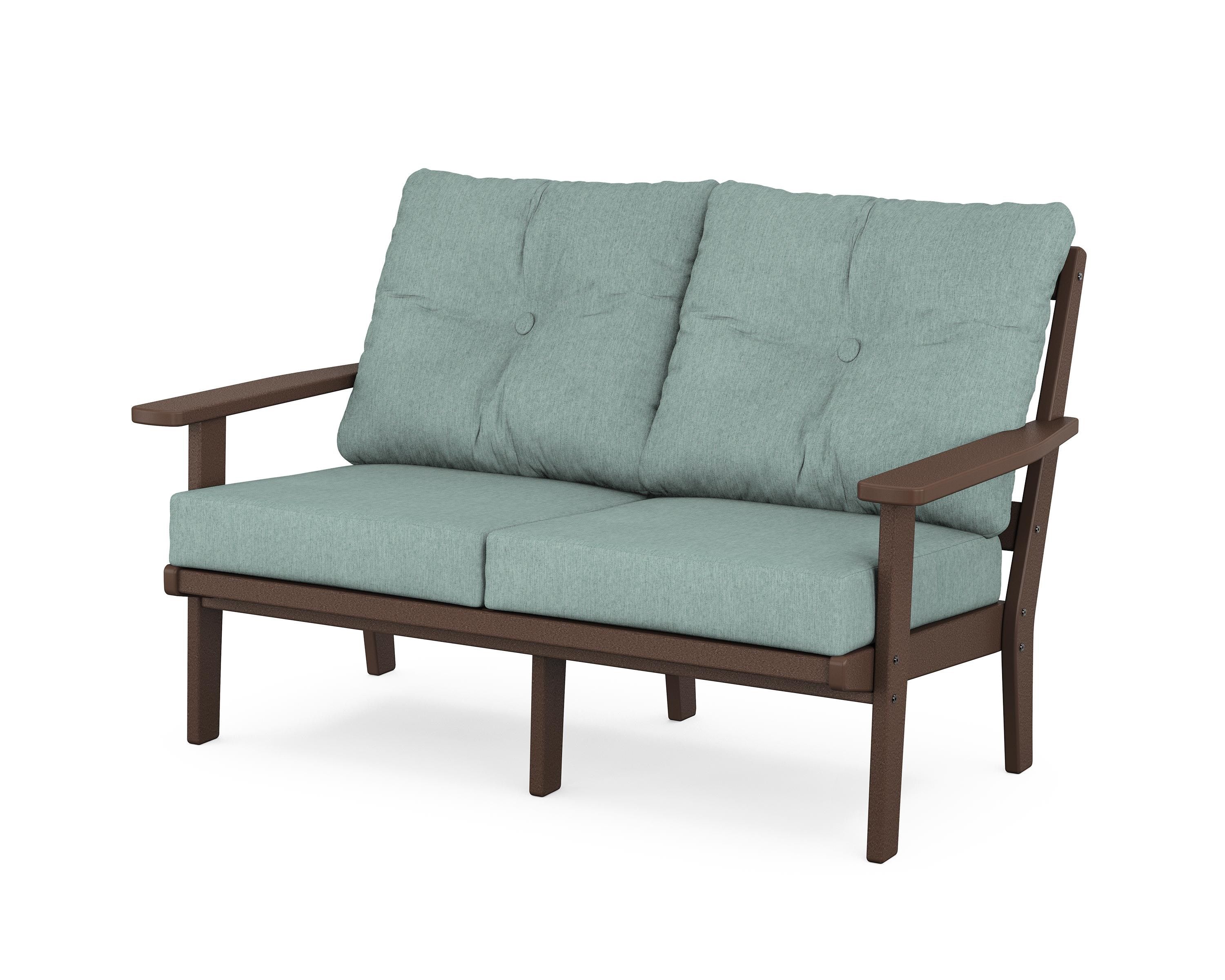 POLYWOOD® Oxford Deep Seating Loveseat in Mahogany / Glacier Spa