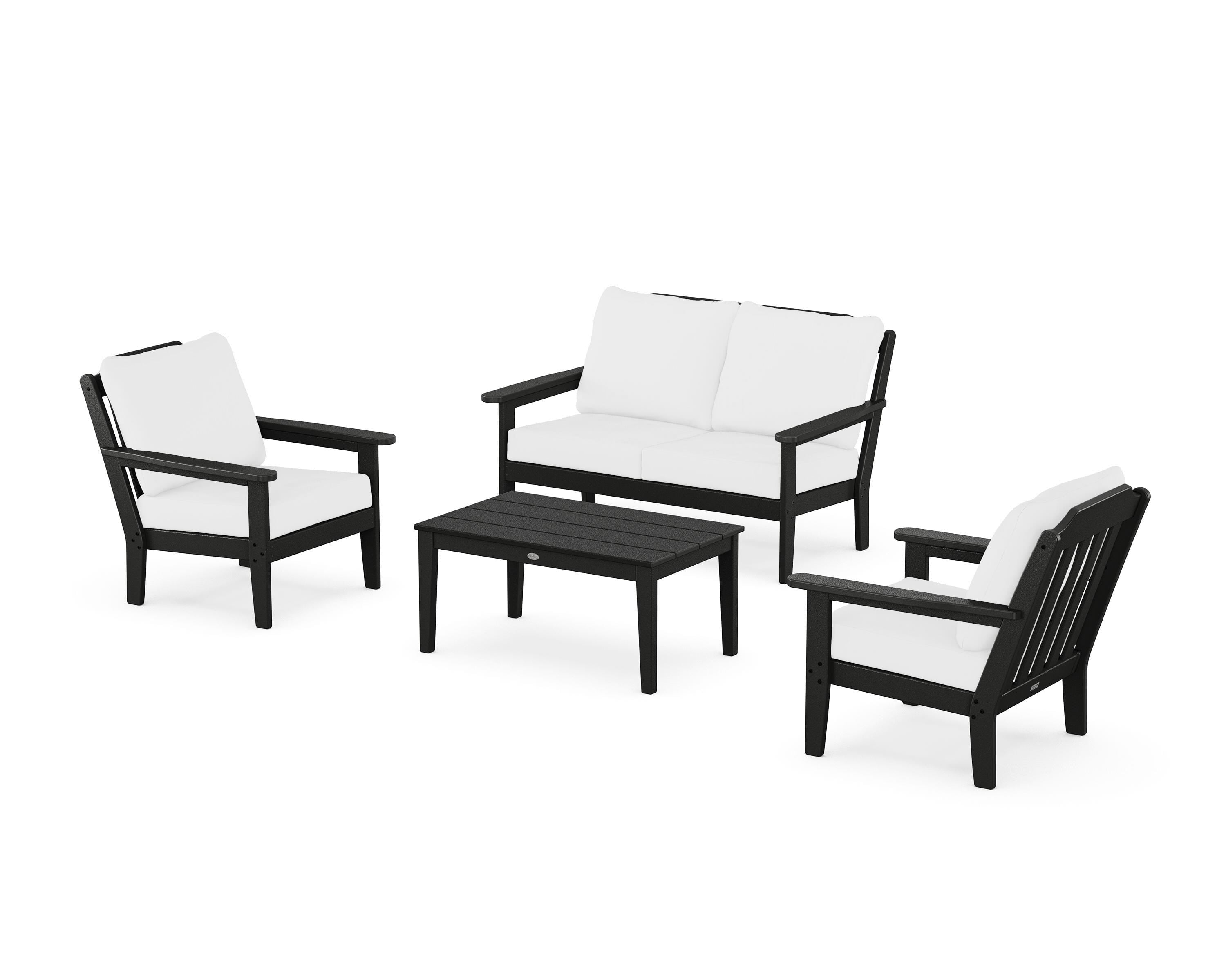 Country Living Cottage 4-Piece Deep Seating Set with Loveseat in Black / Natural
