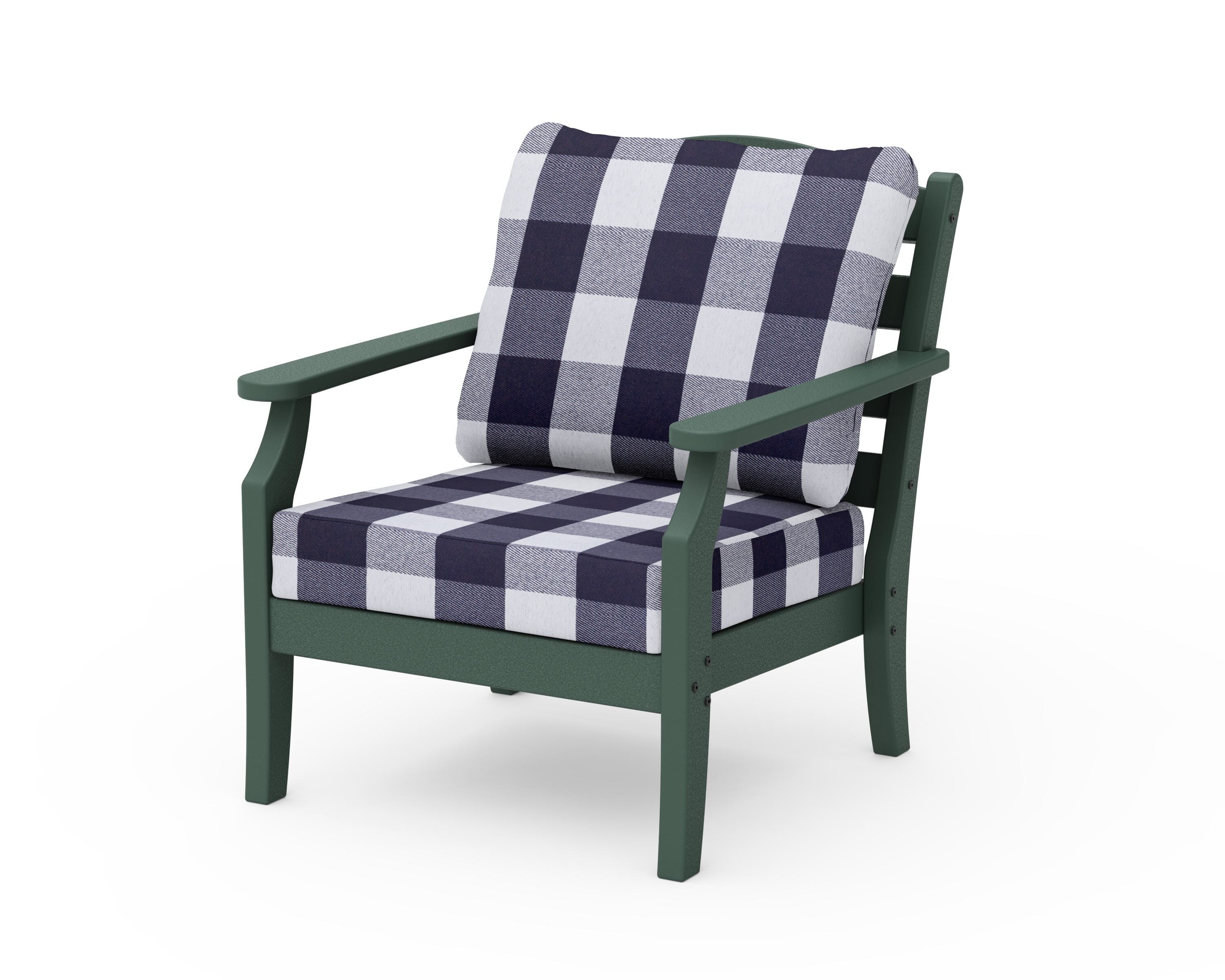 Draper James™ by POLYWOOD® Savannah Deep Seating Chair in Green / Buffalo Plaid Navy