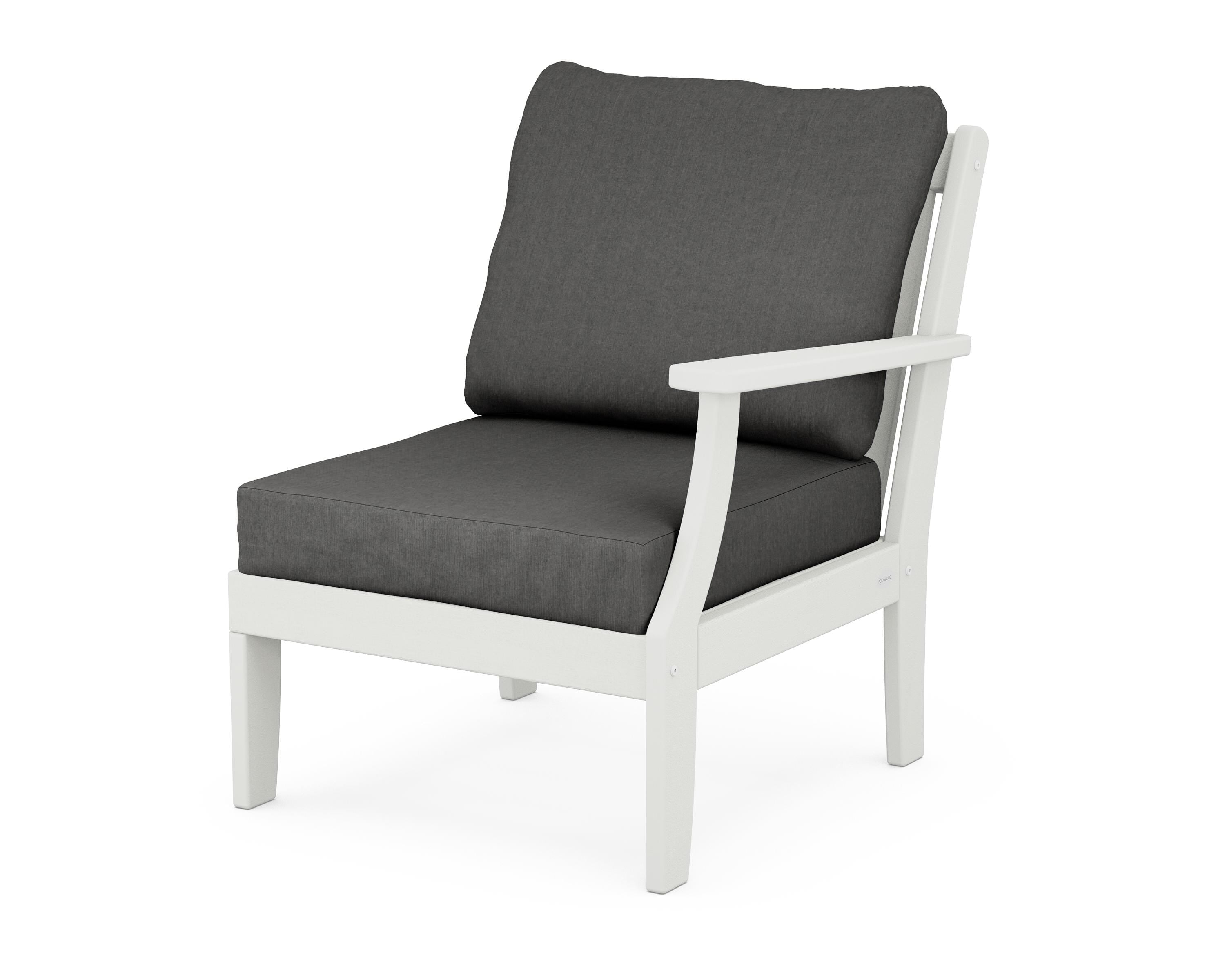 POLYWOOD® Braxton Modular Right Arm Chair in Vintage White / Spectrum Carbon