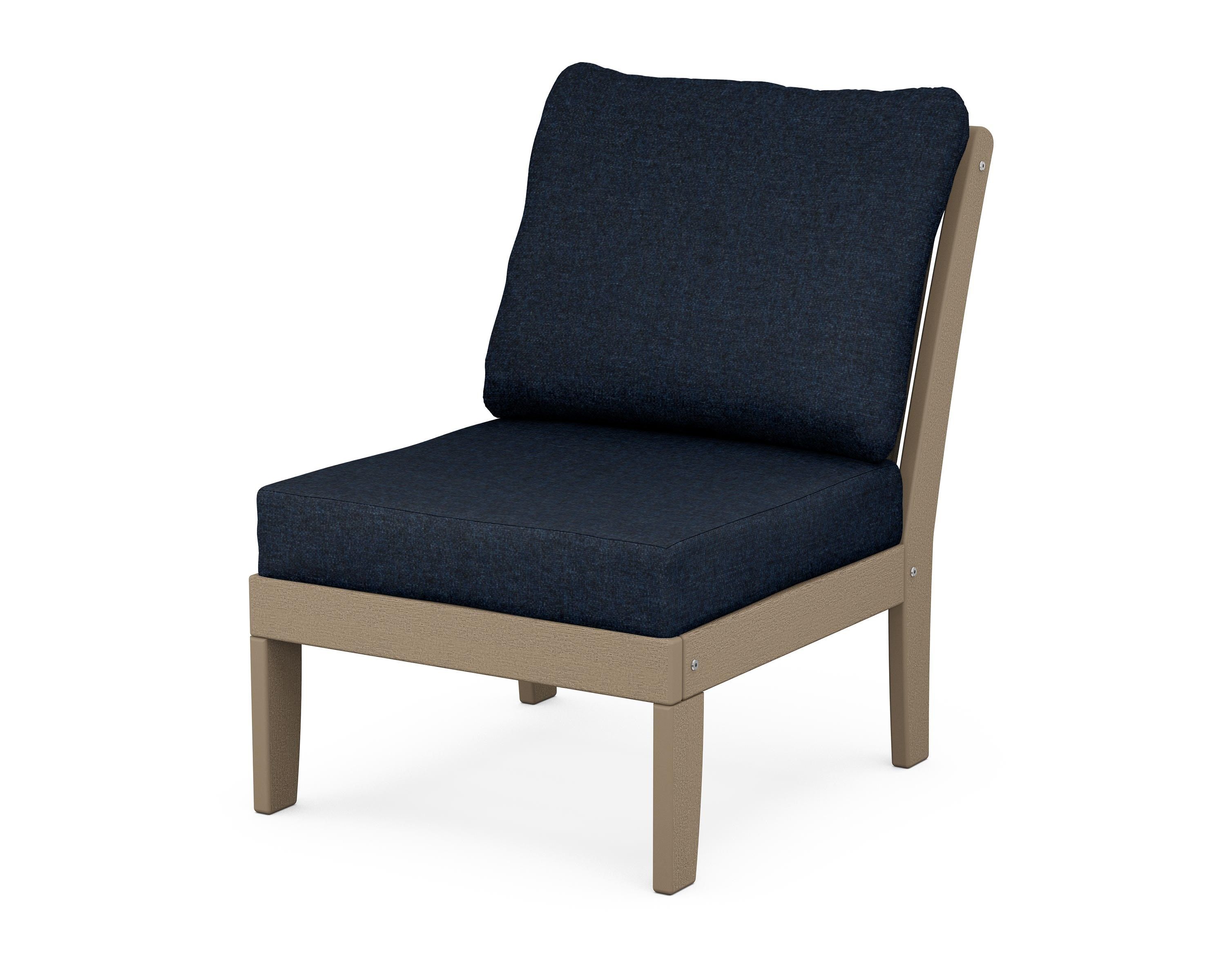 POLYWOOD® Braxton Modular Armless Chair in Vintage Sahara / Marine Indigo