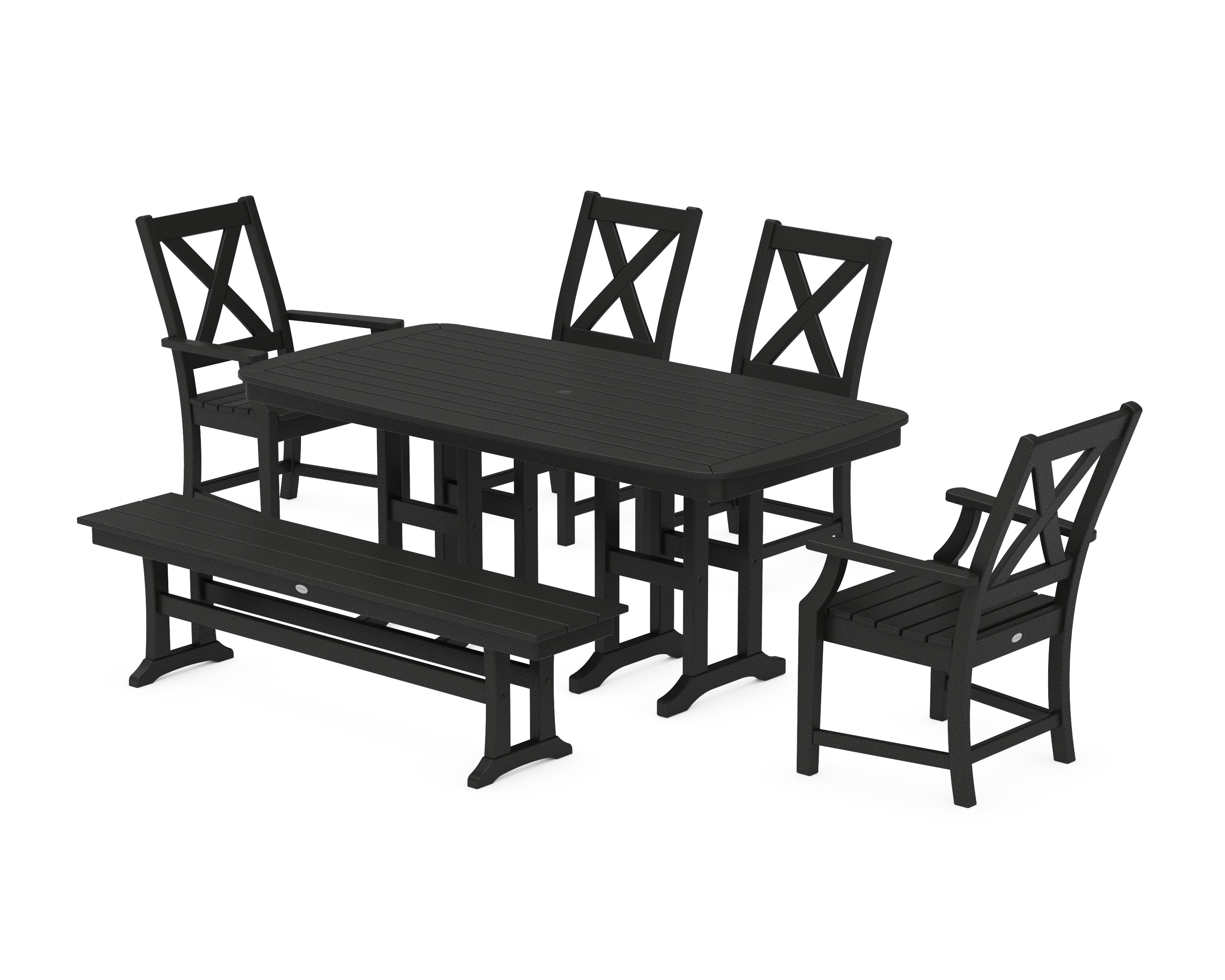POLYWOOD® Braxton 6-Piece Dining Set with Bench in Black