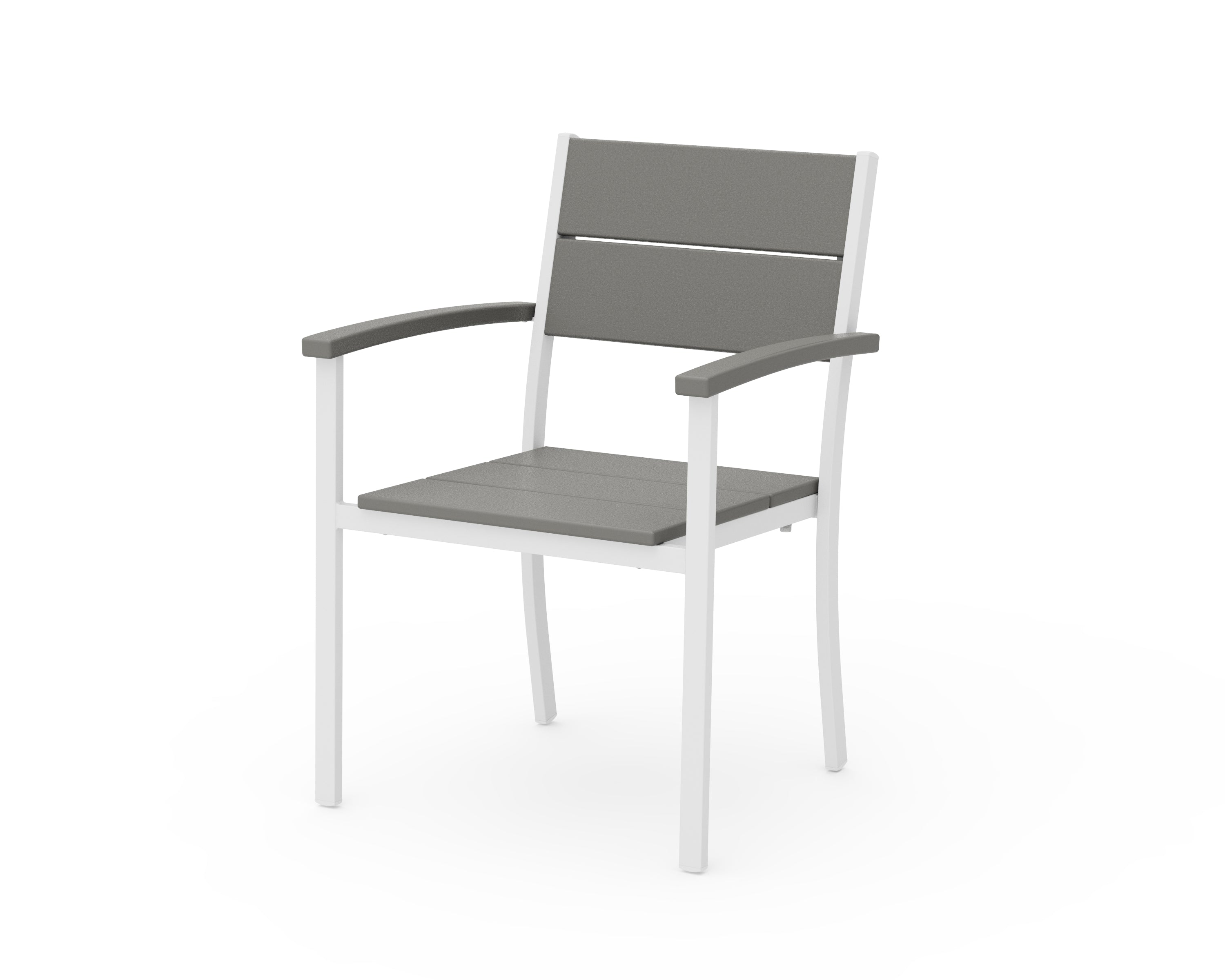 POLYWOOD® Main Street Stacking Dining Arm Chair in White / Slate Grey