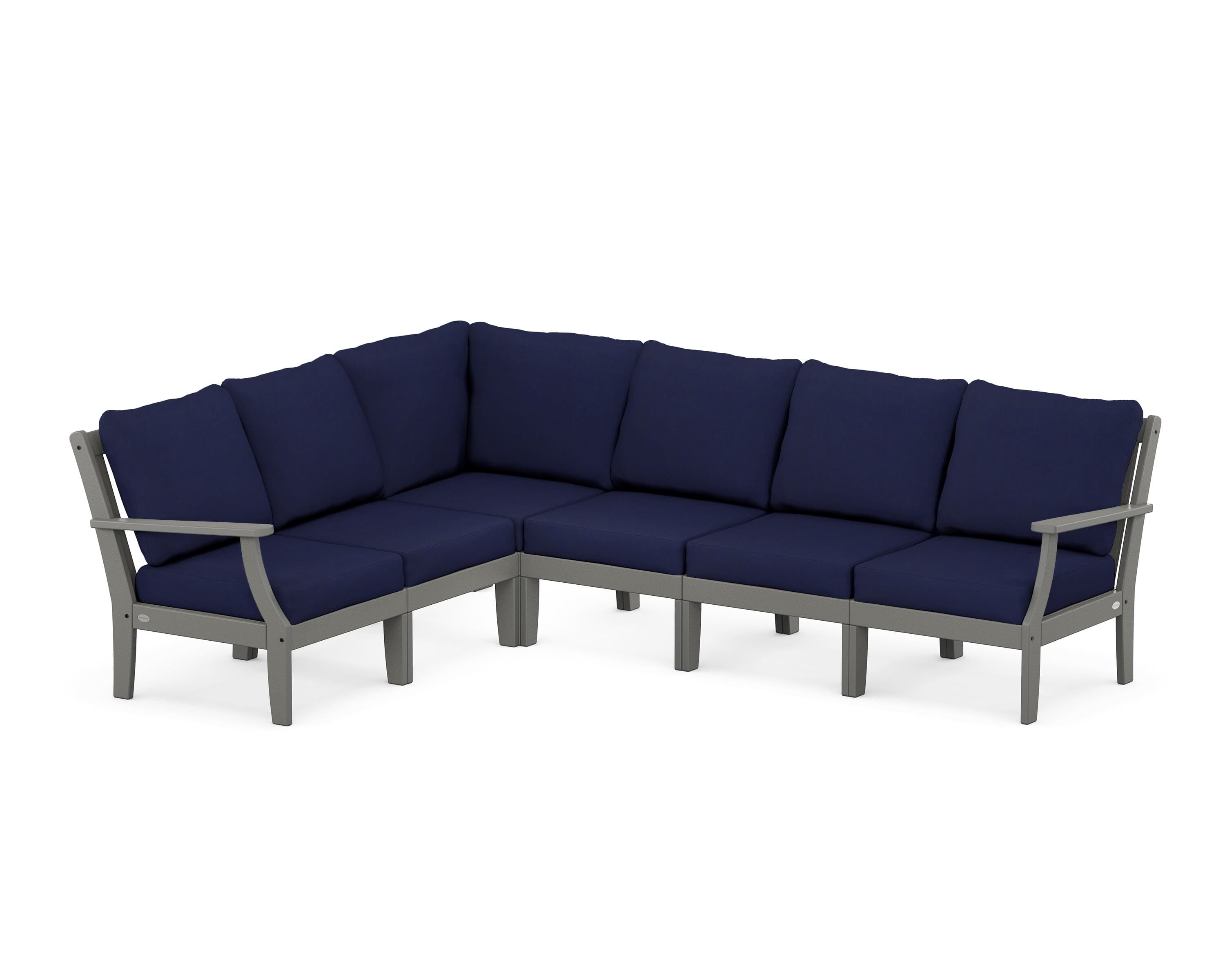 POLYWOOD® Braxton Modular 6-Piece Deep Seating Set in Slate Grey / Navy