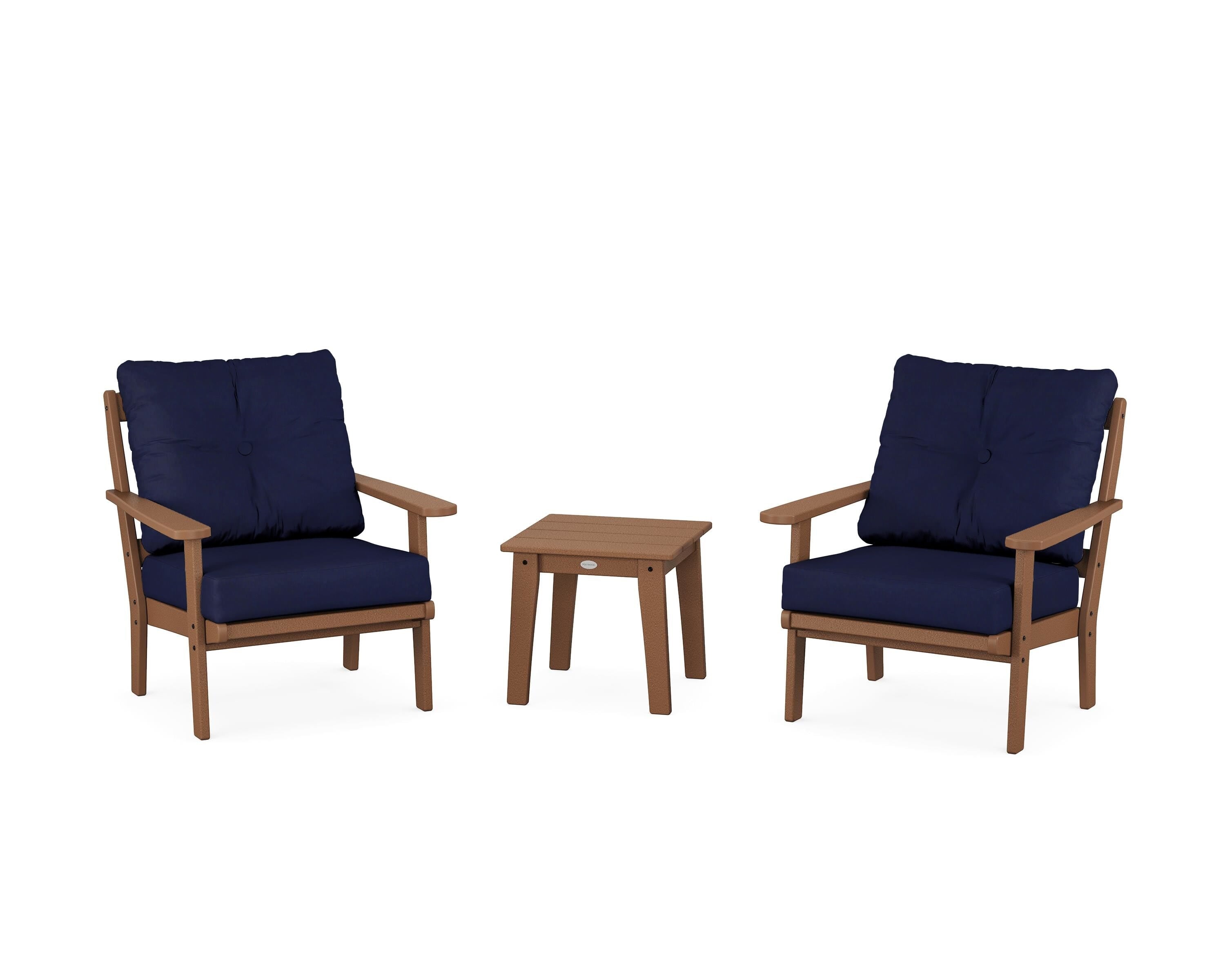 POLYWOOD® Mission 3-Piece Deep Seating Set in Teak / Navy