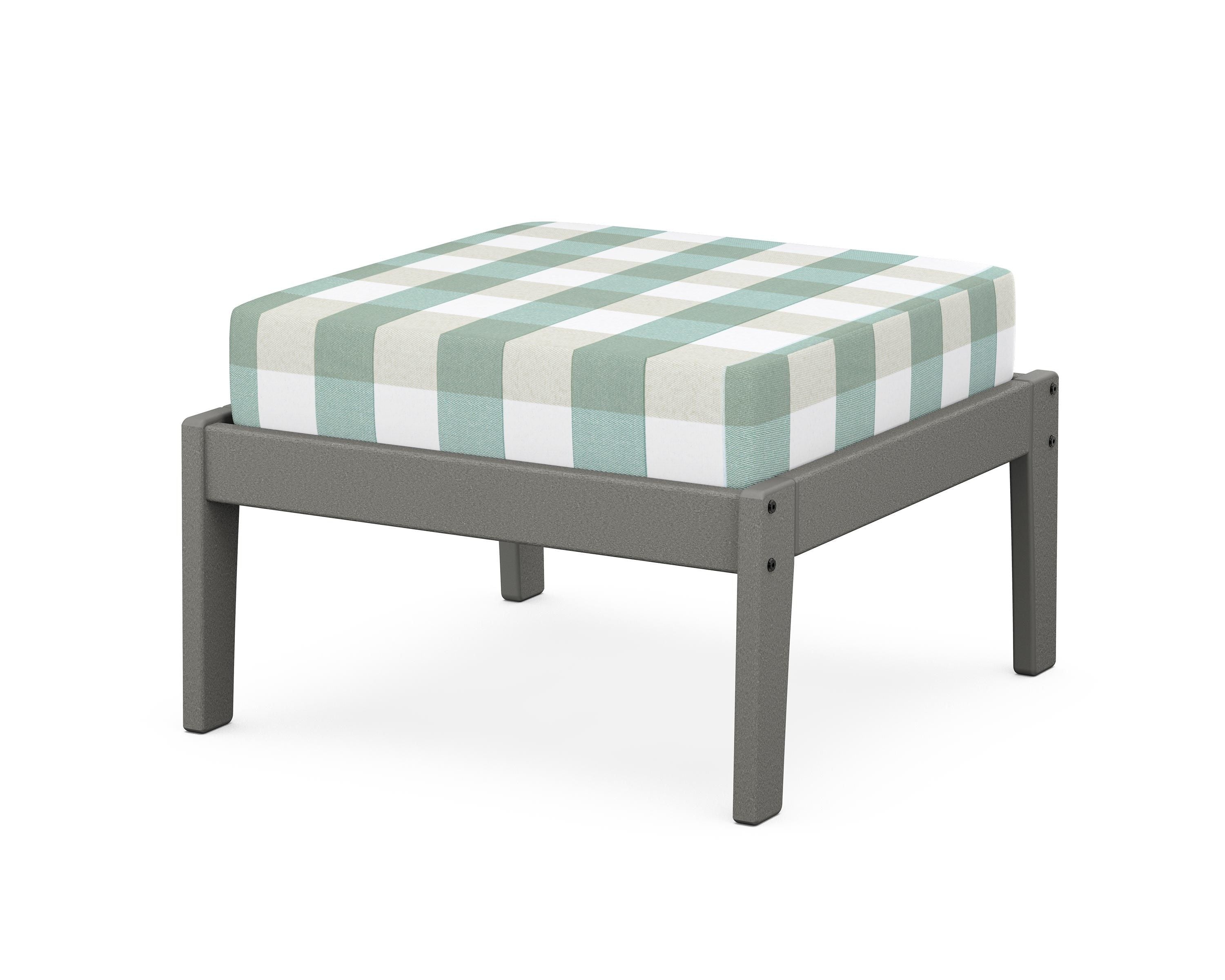 Unbranded Deep Seating Ottoman in Slate Grey / Buffalo Plaid Glacier Spa