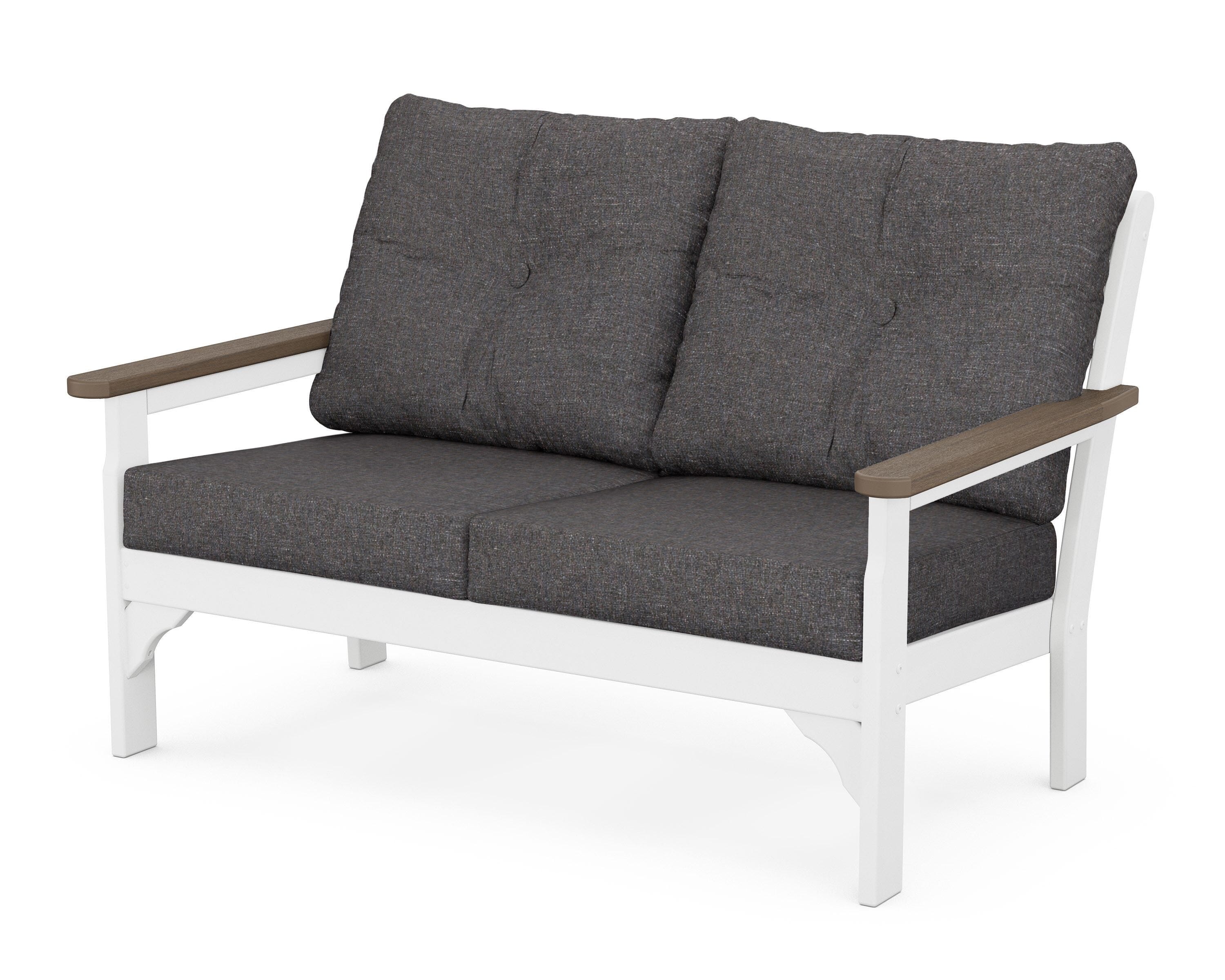 POLYWOOD® Vineyard Deep Seating Loveseat in White / Kona / Ash Charcoal