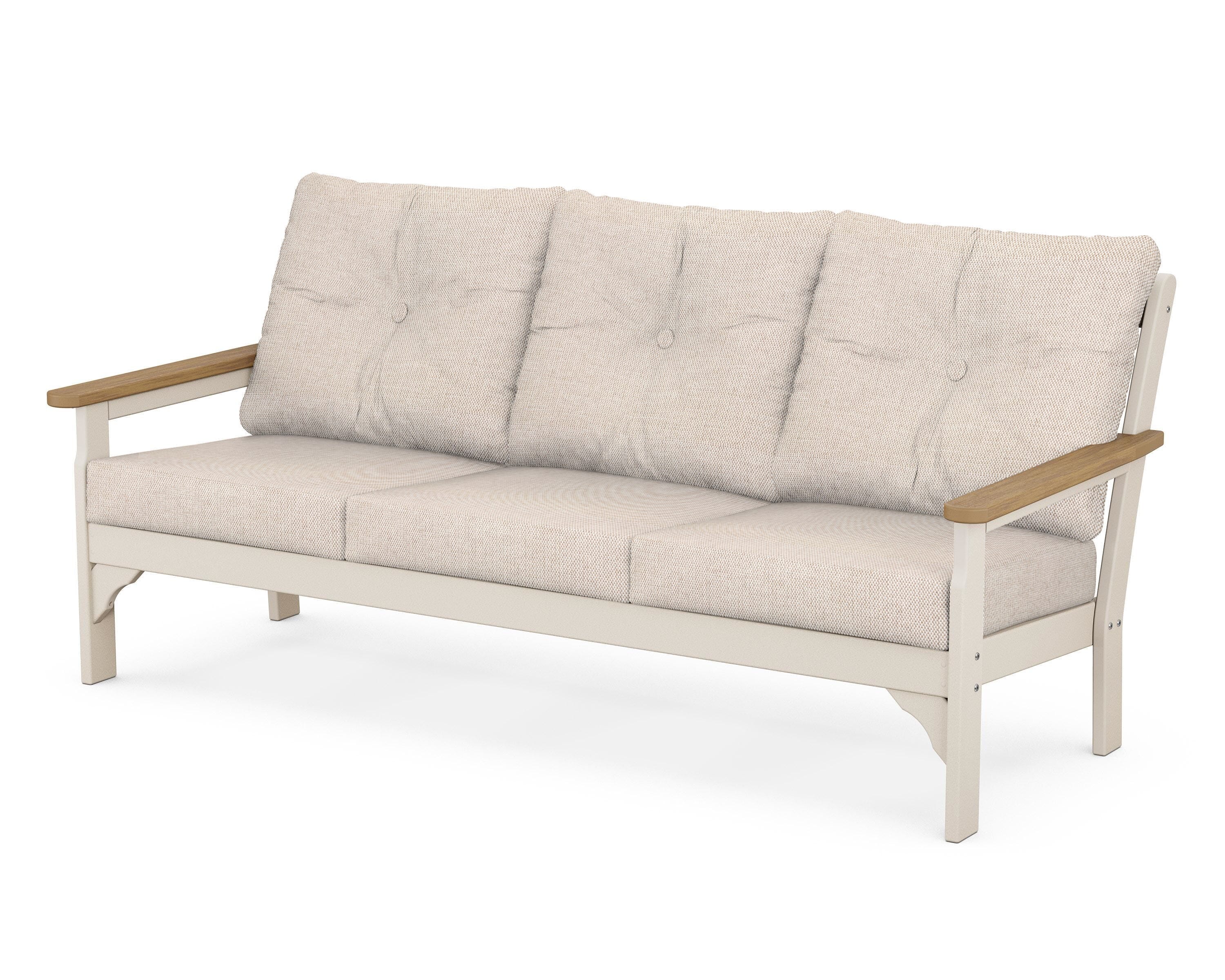 POLYWOOD® Vineyard Deep Seating Sofa in Sand / Natural / Blend Linen