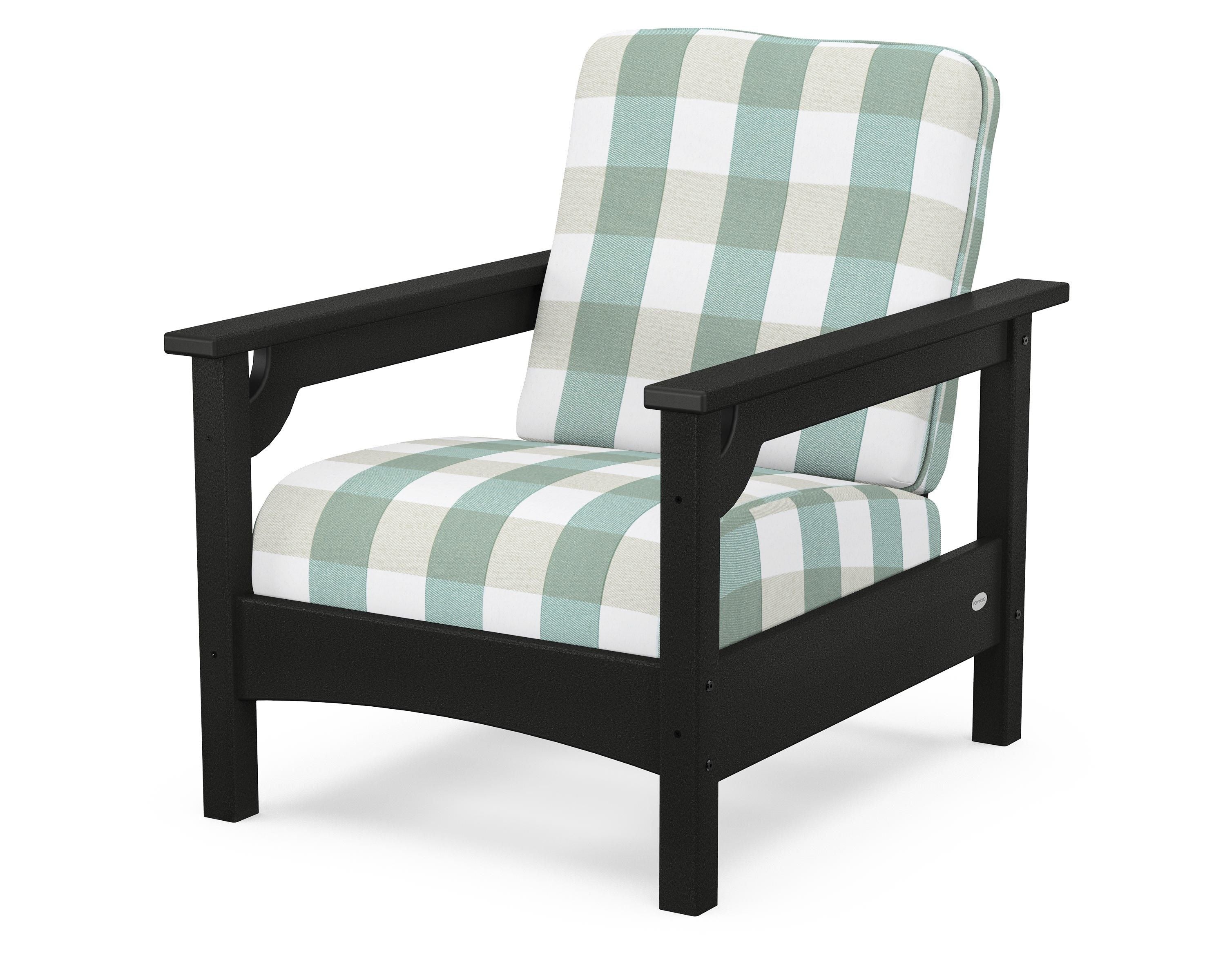 POLYWOOD® Club Chair in Black / Buffalo Plaid Glacier Spa