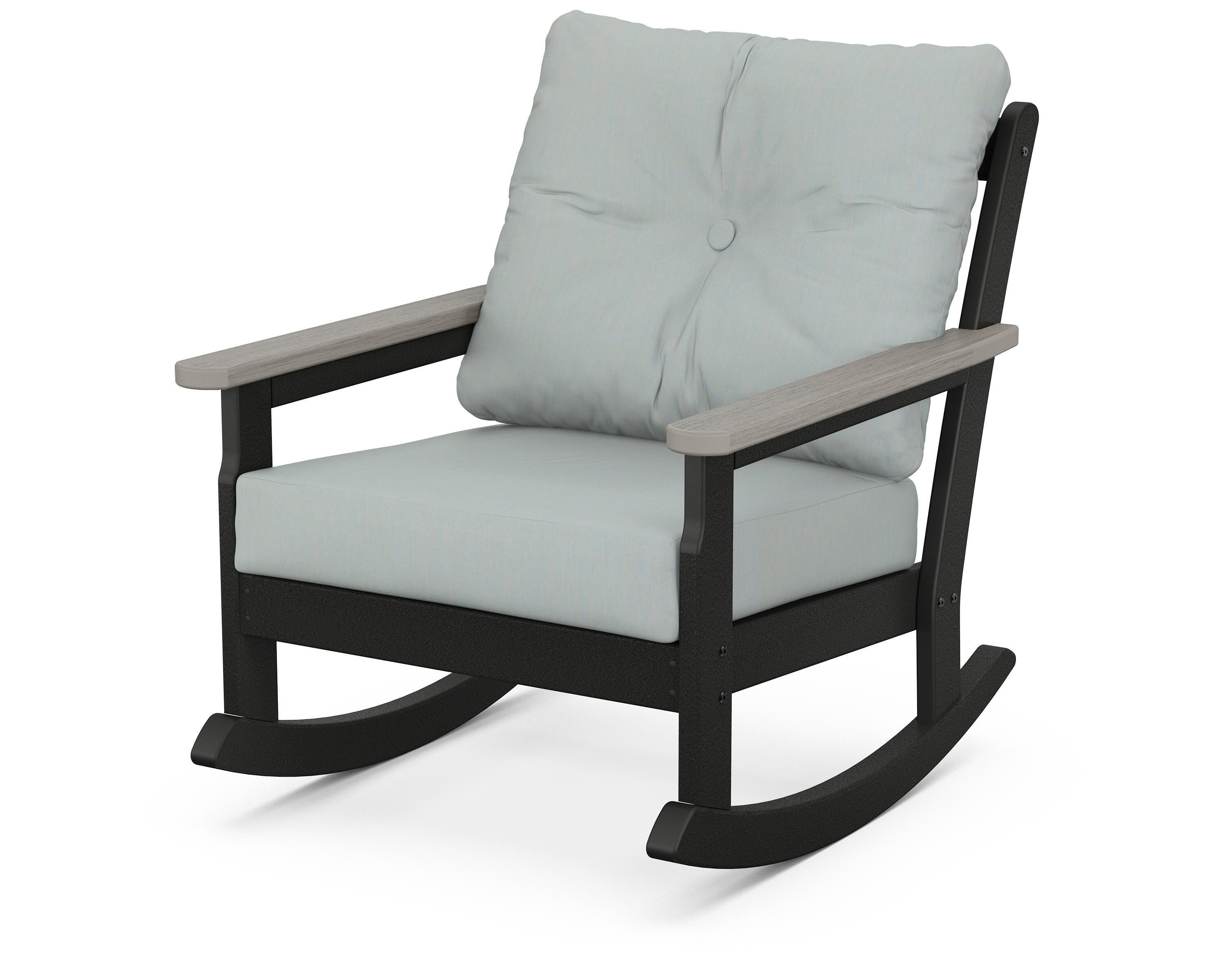 POLYWOOD® Vineyard Deep Seating Rocking Chair in Black / Driftwood / Spa