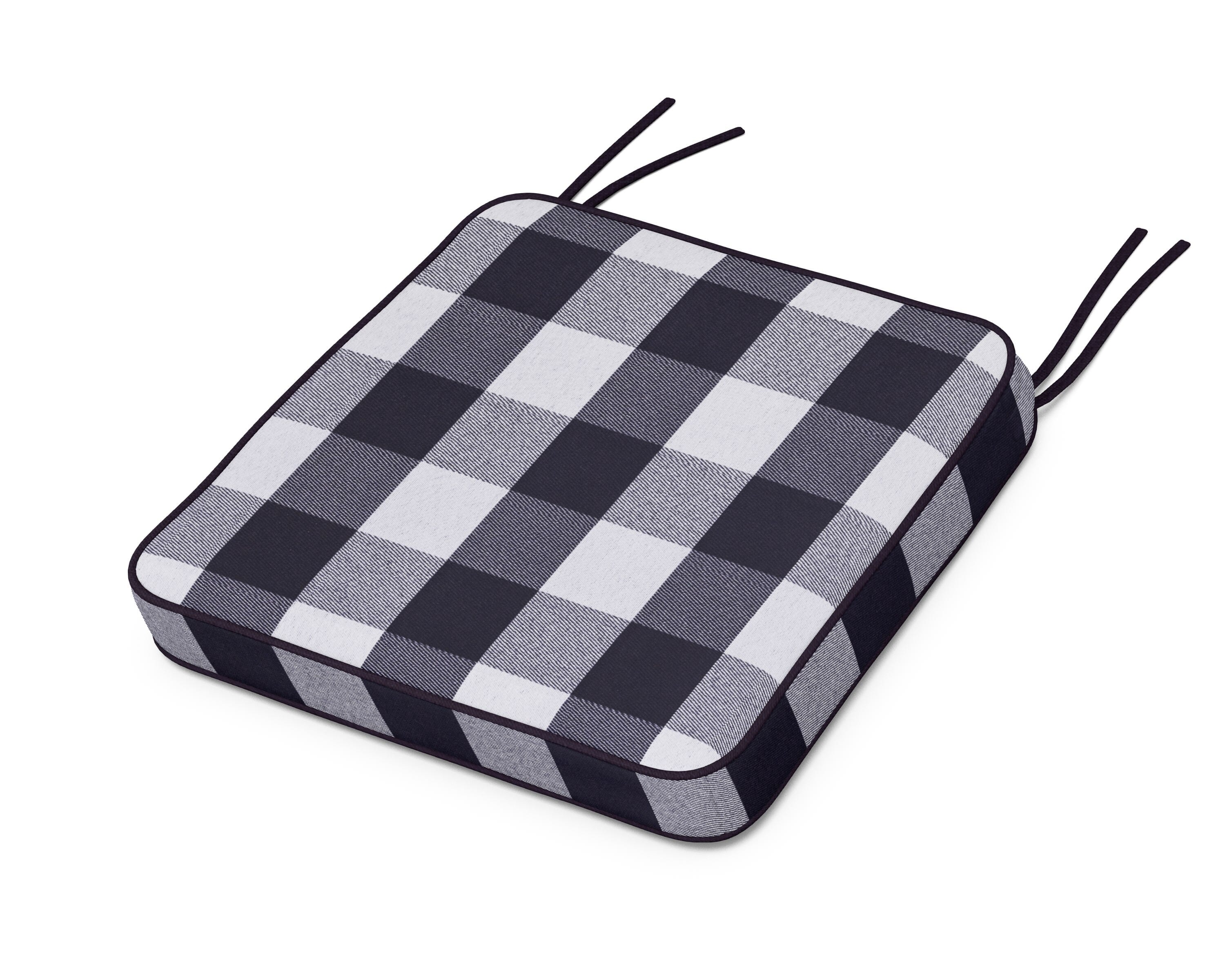 Martha Stewart by POLYWOOD® Chinoiserie Side Chair Seat Cushion in Buffalo Plaid Navy