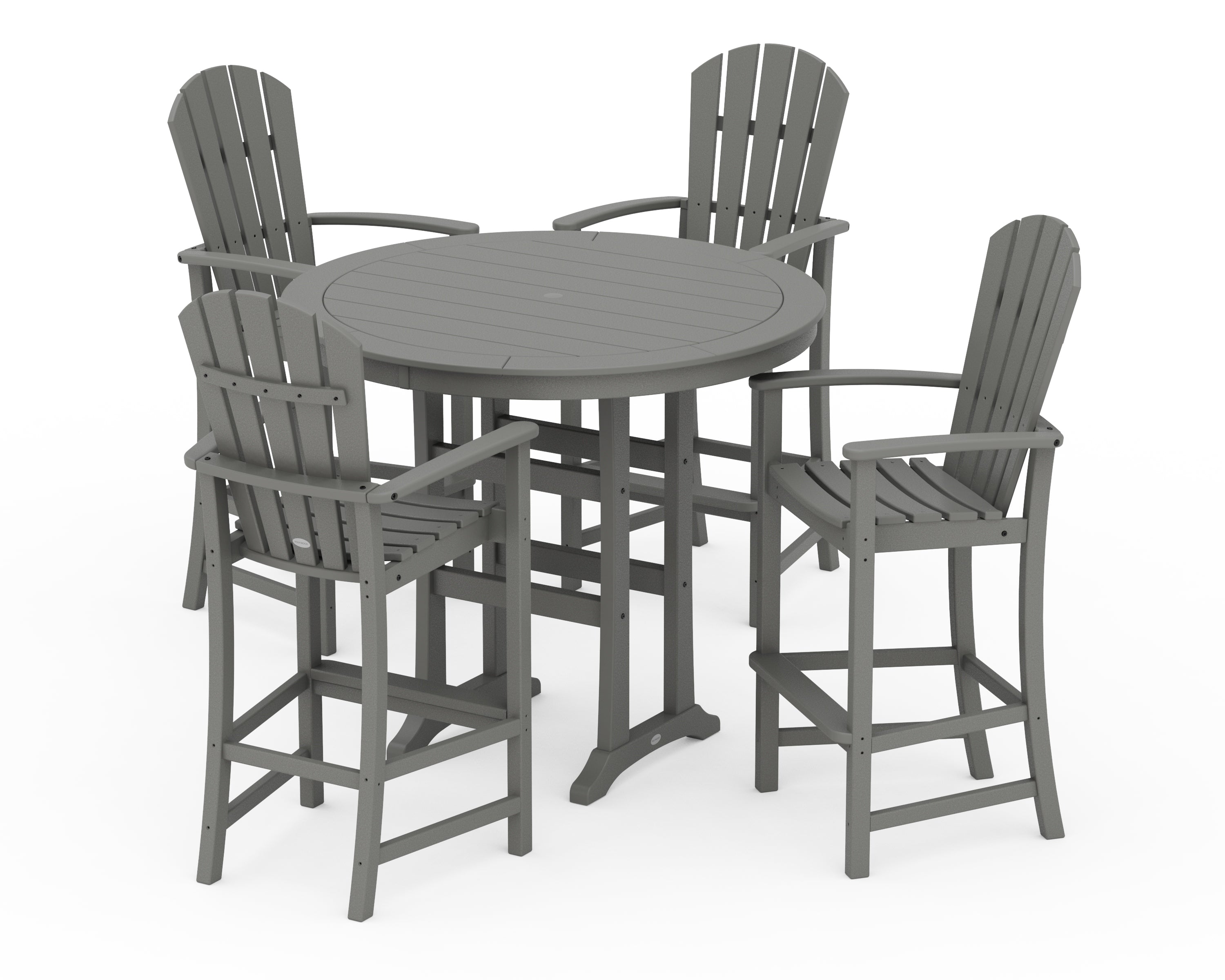 POLYWOOD® Palm Coast 5-Piece Round Bar Set in Slate Grey