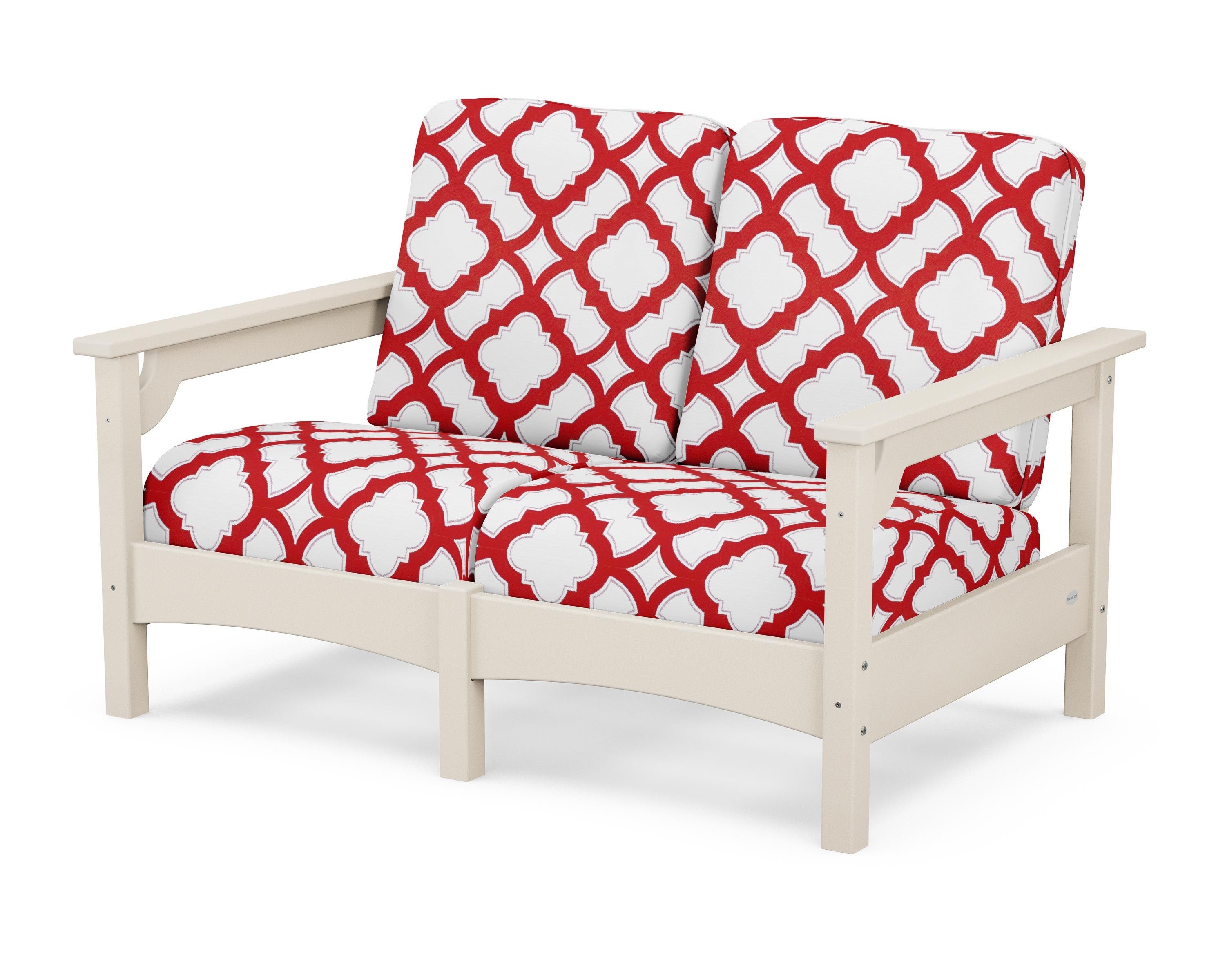 POLYWOOD® Club Loveseat in Sand / Trellis Crimson