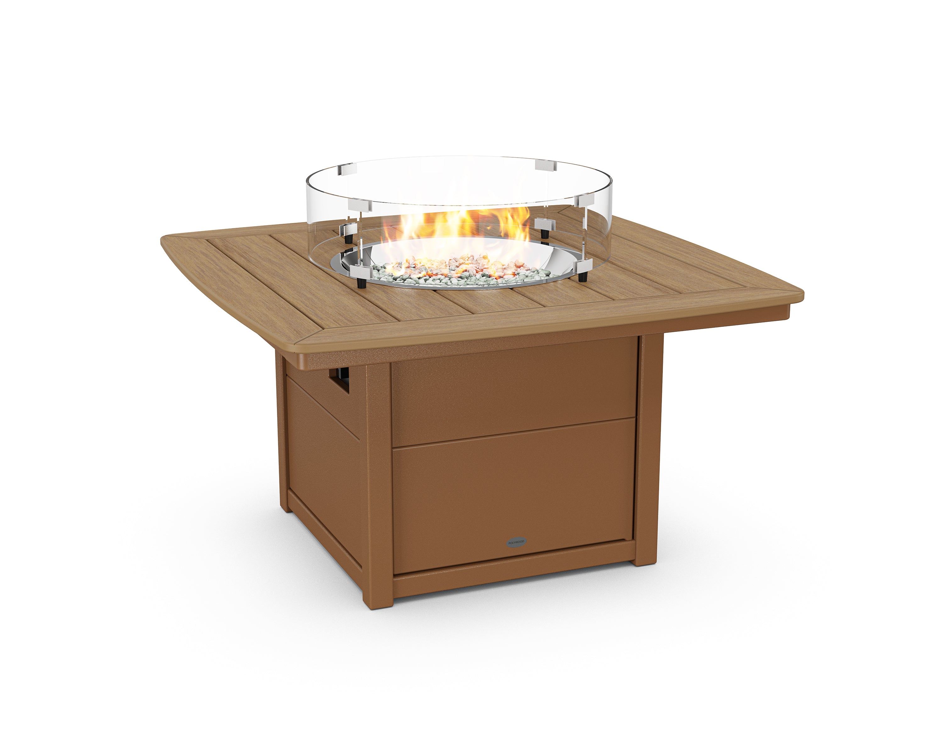 POLYWOOD® Nautical 42" Fire Pit Table in Teak / Natural