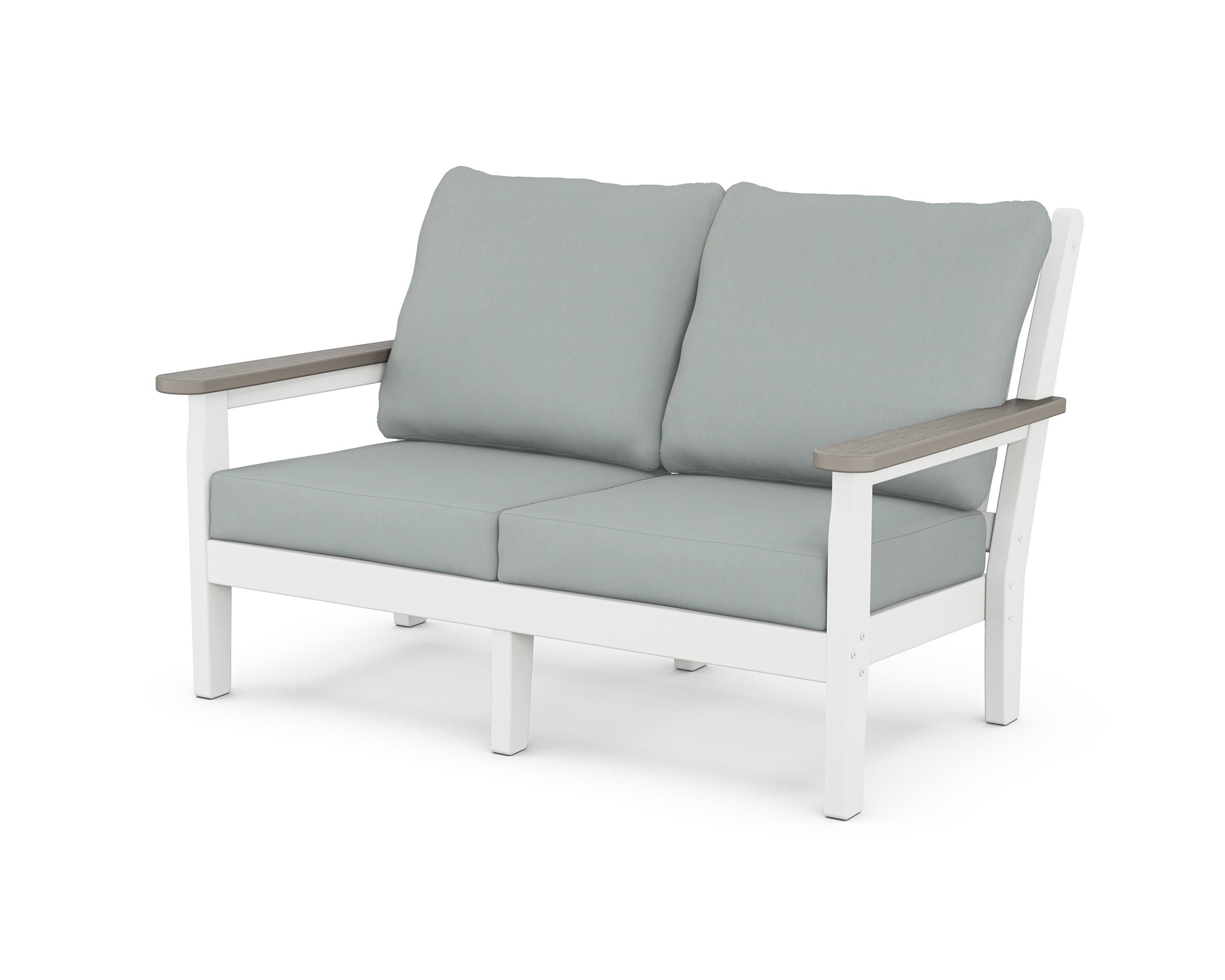 POLYWOOD® Chippendale Deep Seating Loveseat in White / Driftwood / Spa