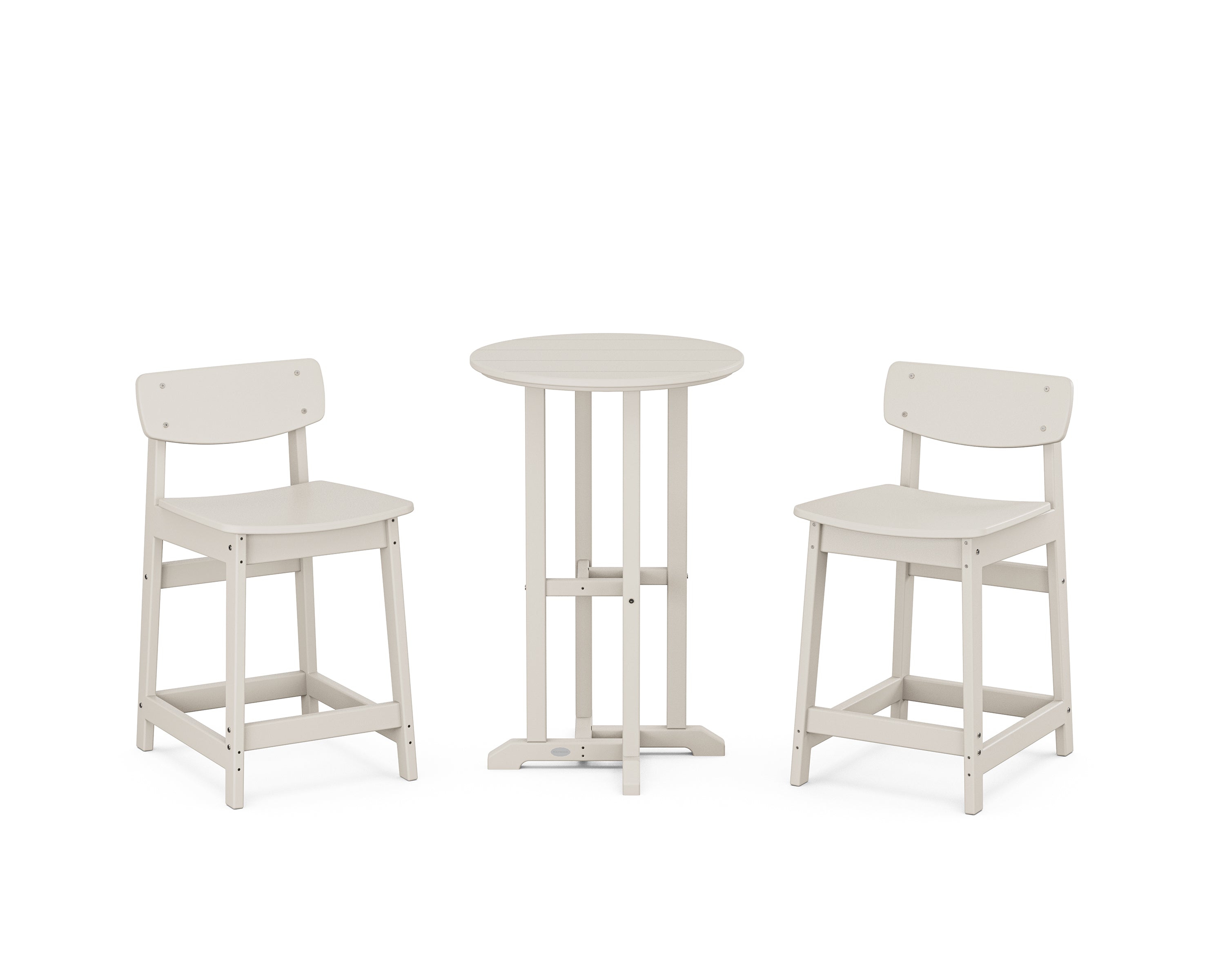 POLYWOOD® Modern Studio Urban Lowback 3-Piece Bistro Counter Set in Sand