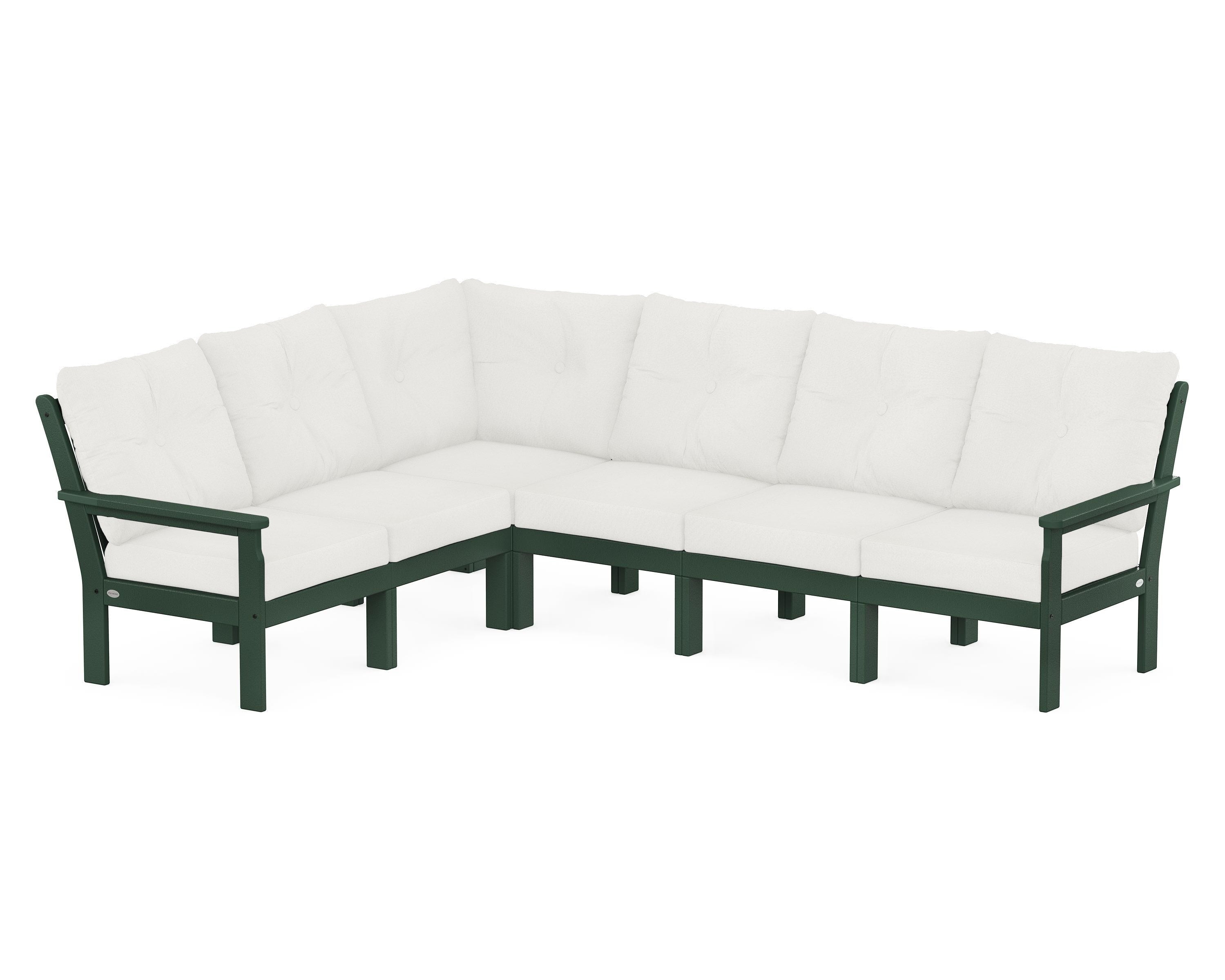 POLYWOOD® Vineyard 6-Piece Sectional in Green / Natural Linen