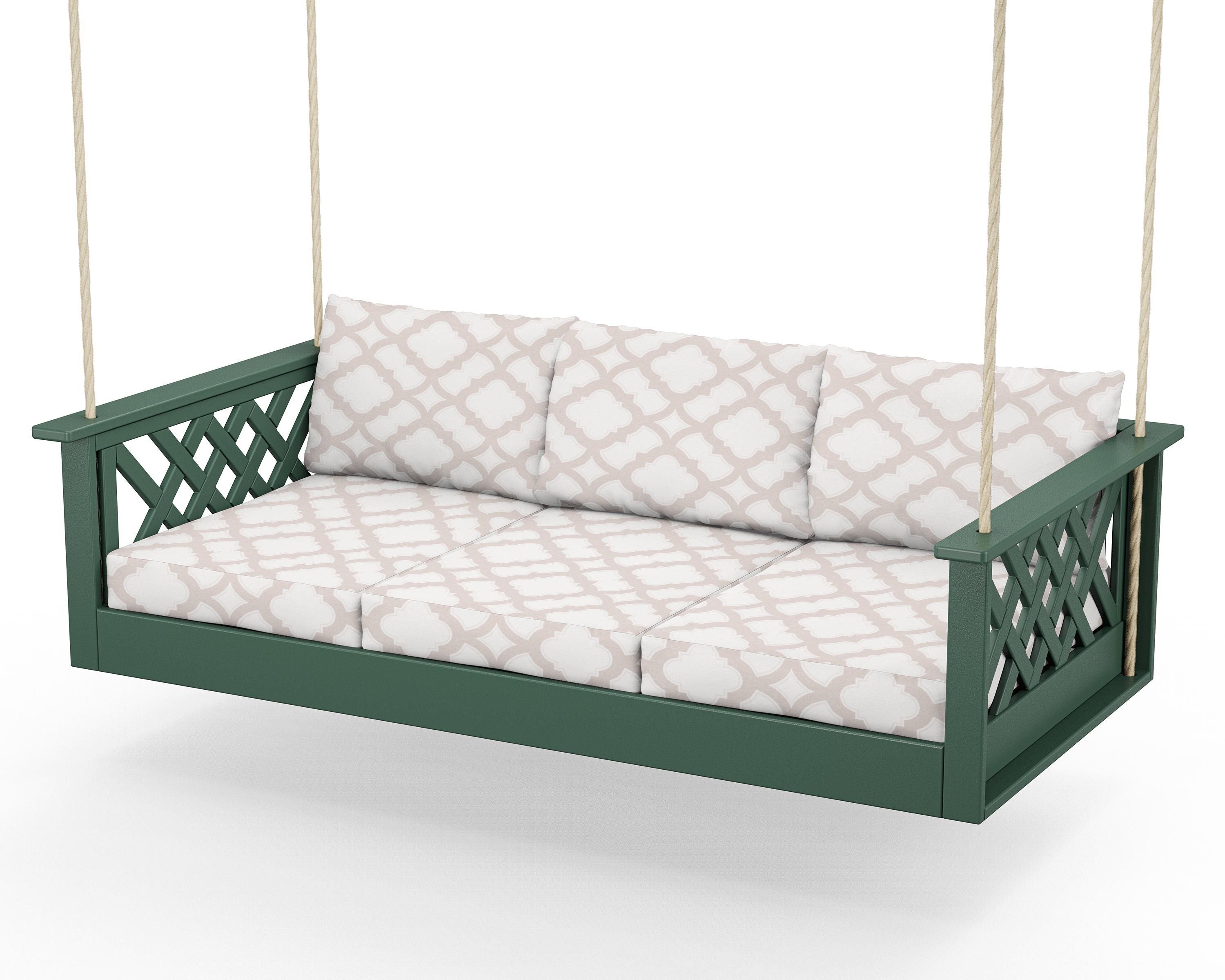Country Living Wovendale Daybed Swing in Green / Trellis Dune Burlap
