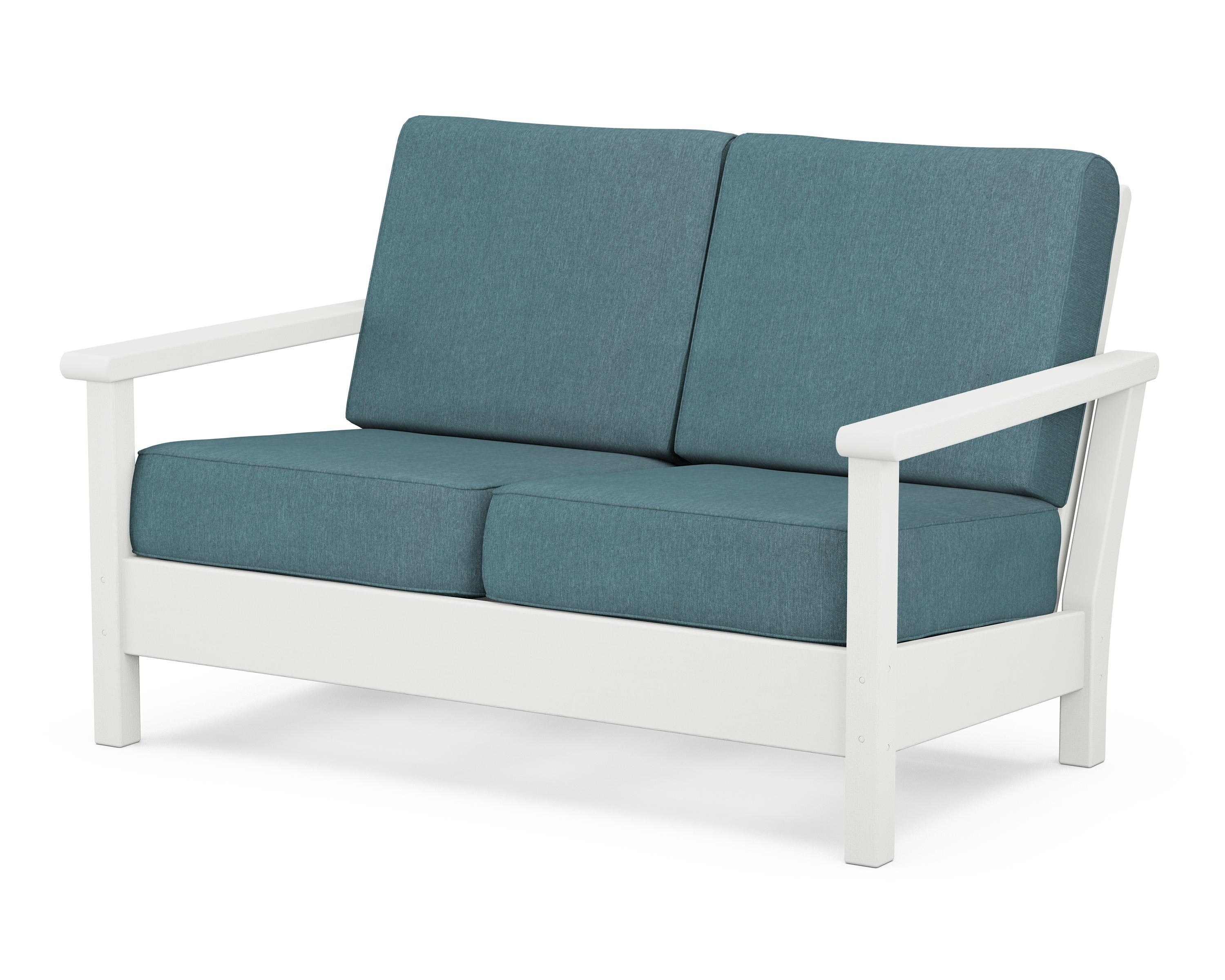 POLYWOOD® Harbour Deep Seating Loveseat in Vintage White / Ocean Teal
