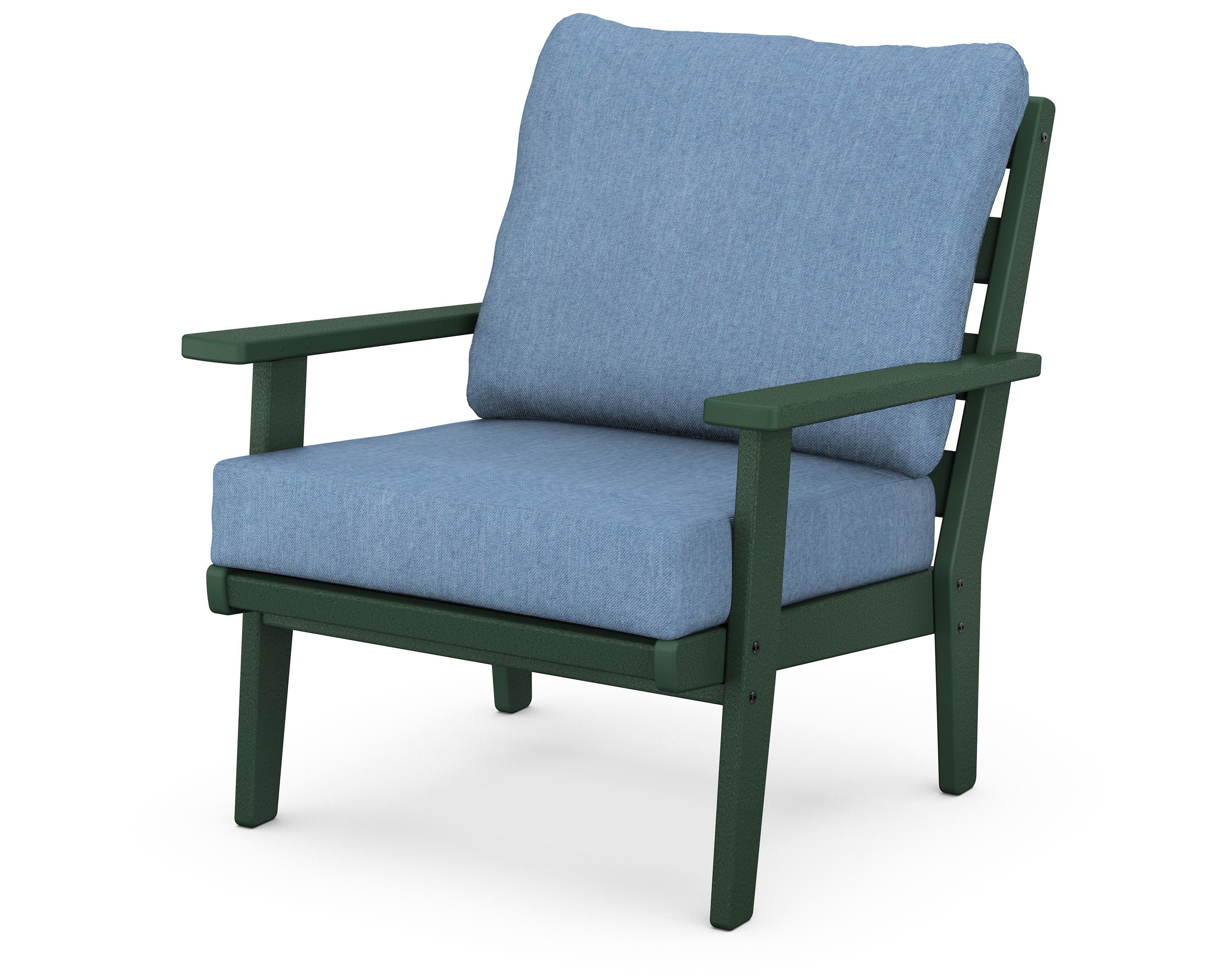POLYWOOD® Grant Park Deep Seating Chair in Green / Sky Blue