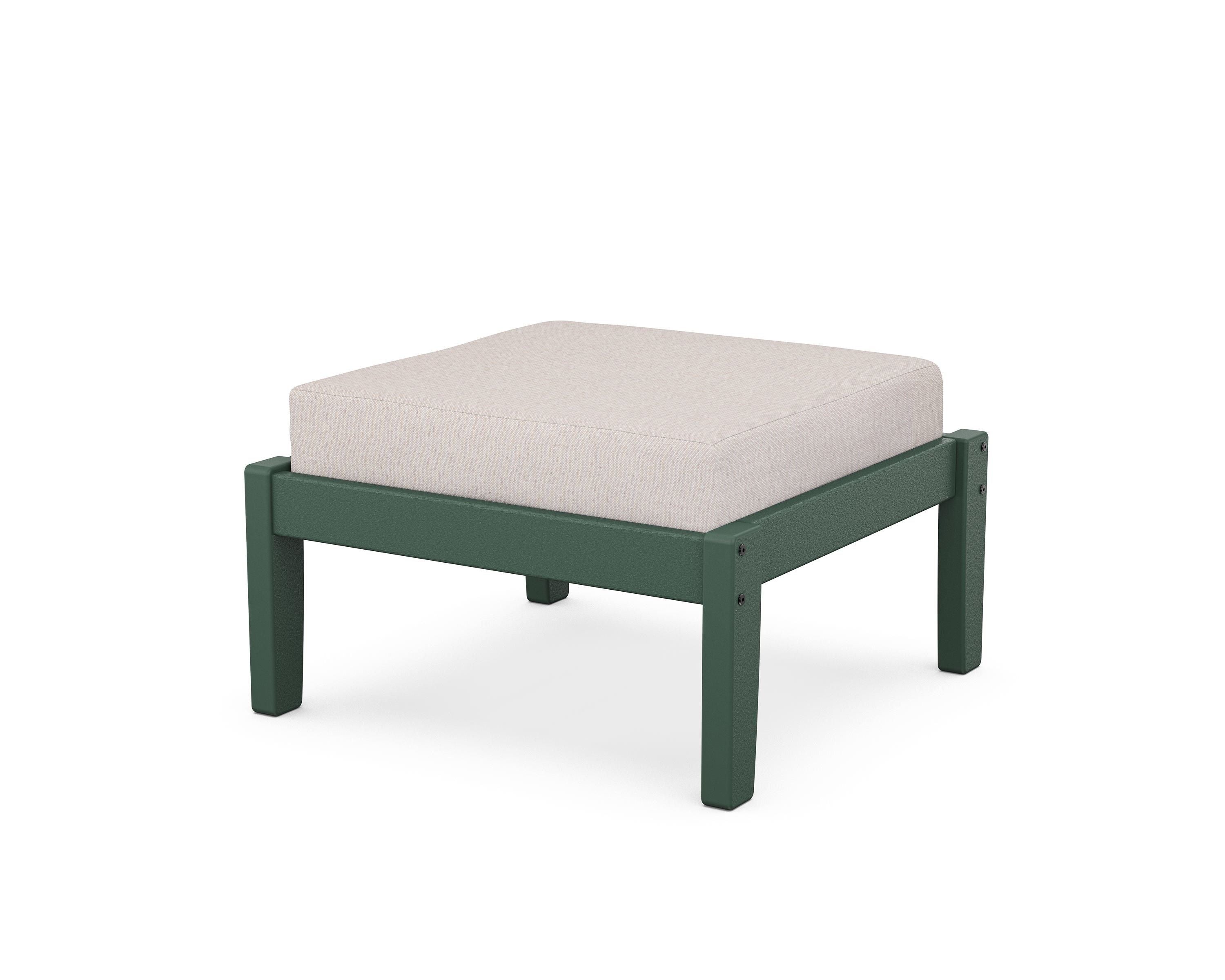Unbranded Deep Seating Ottoman in Green / Dune Burlap