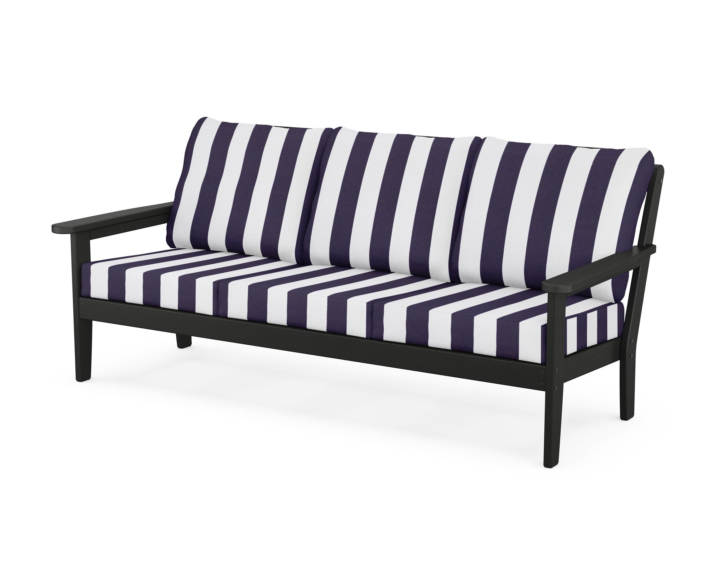 Country Living Cottage Deep Seating Sofa in Black / Cabana Stripe Navy