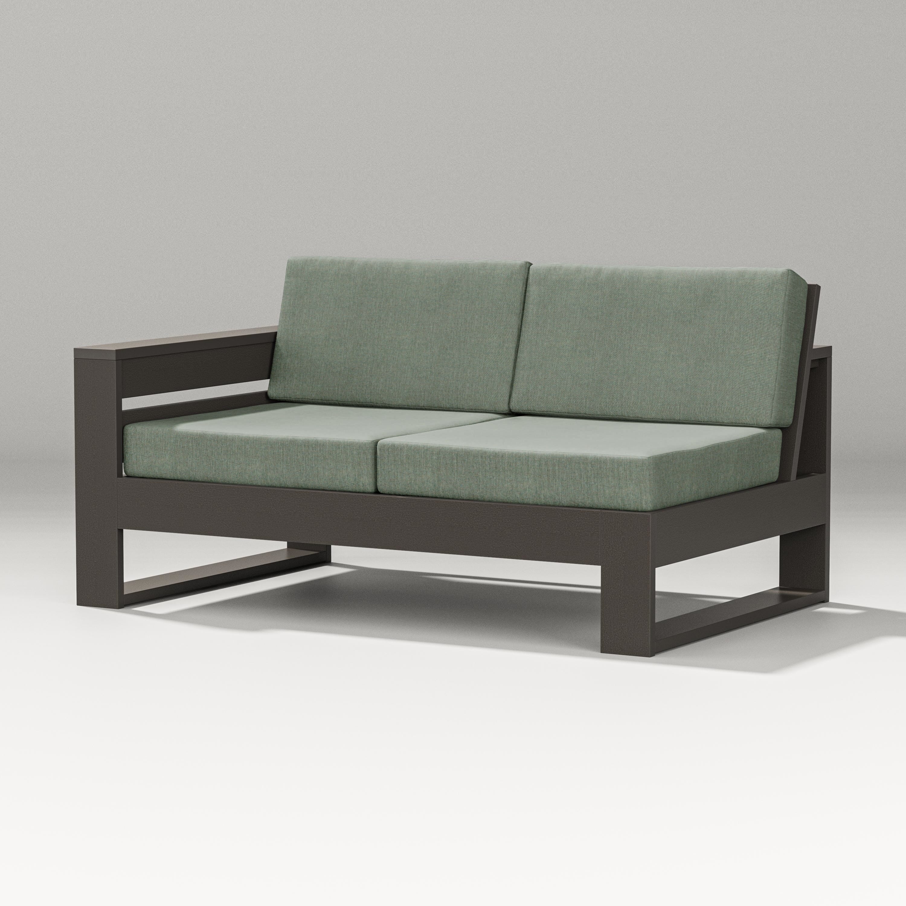 PW Designer Series Latitude Modular Left Arm Loveseat in Vintage Coffee / Cast Sage
