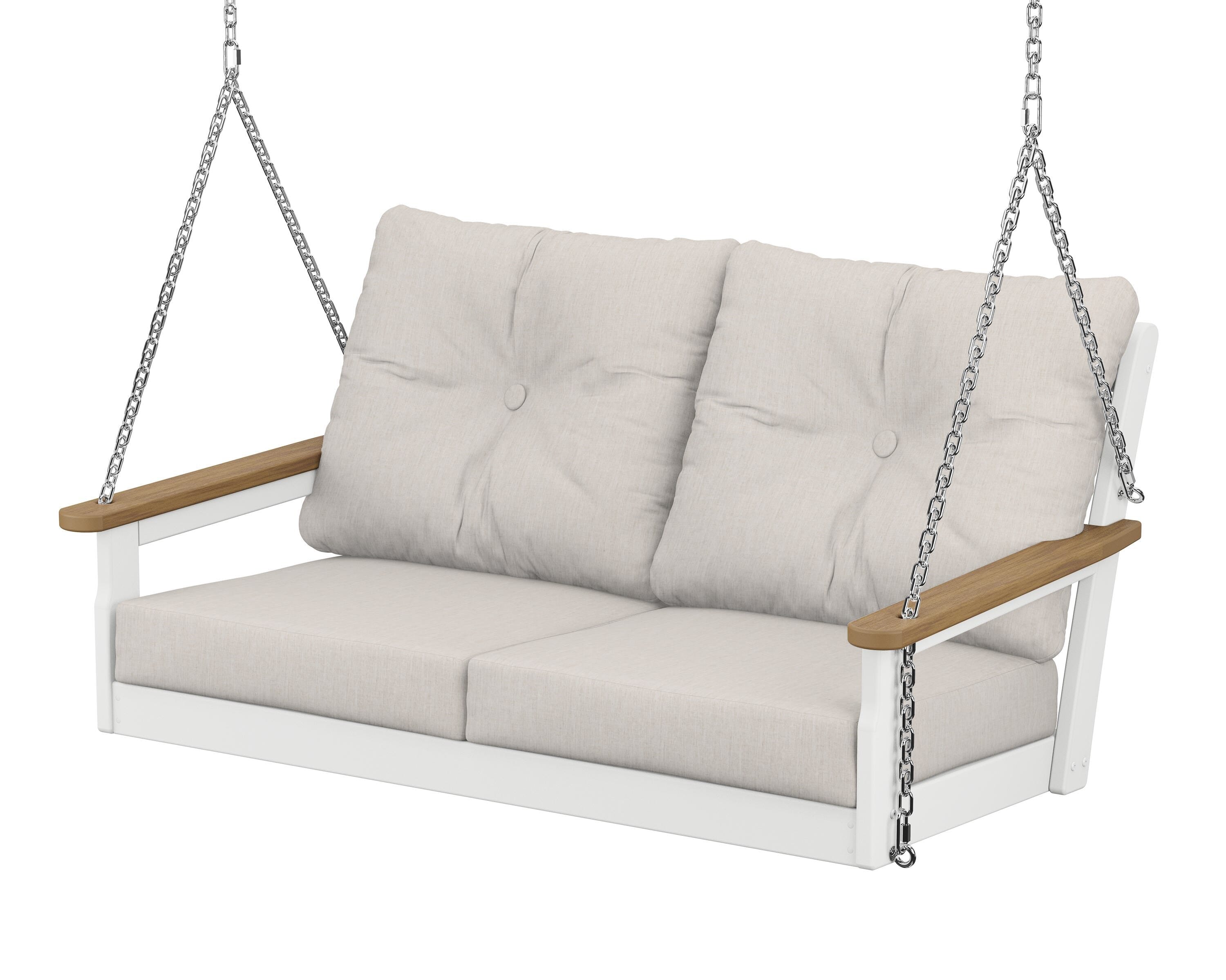 POLYWOOD® Vineyard Deep Seating Swing in White / Natural / Cast Ash