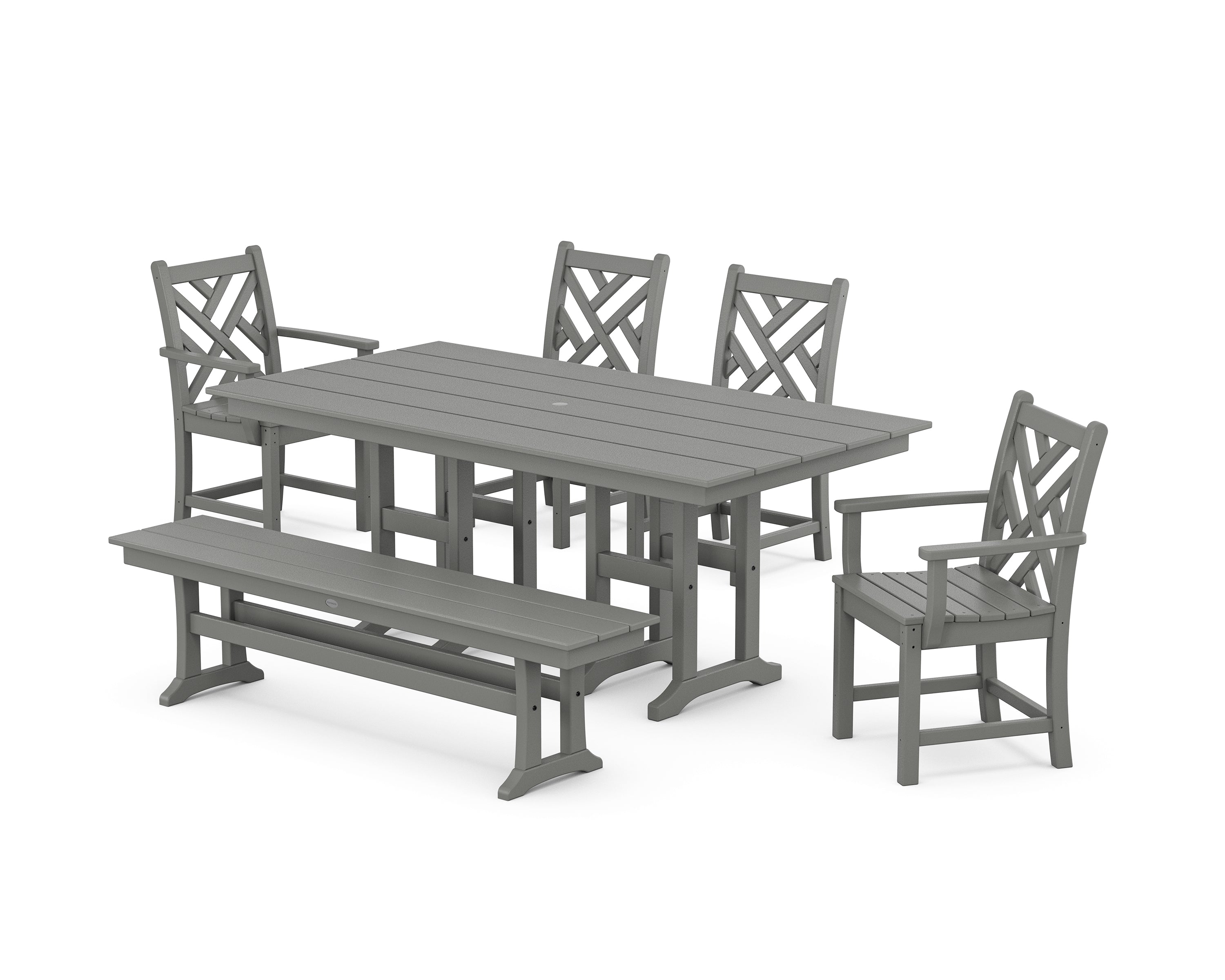 POLYWOOD® Chippendale 6-Piece Farmhouse Dining Set in Slate Grey