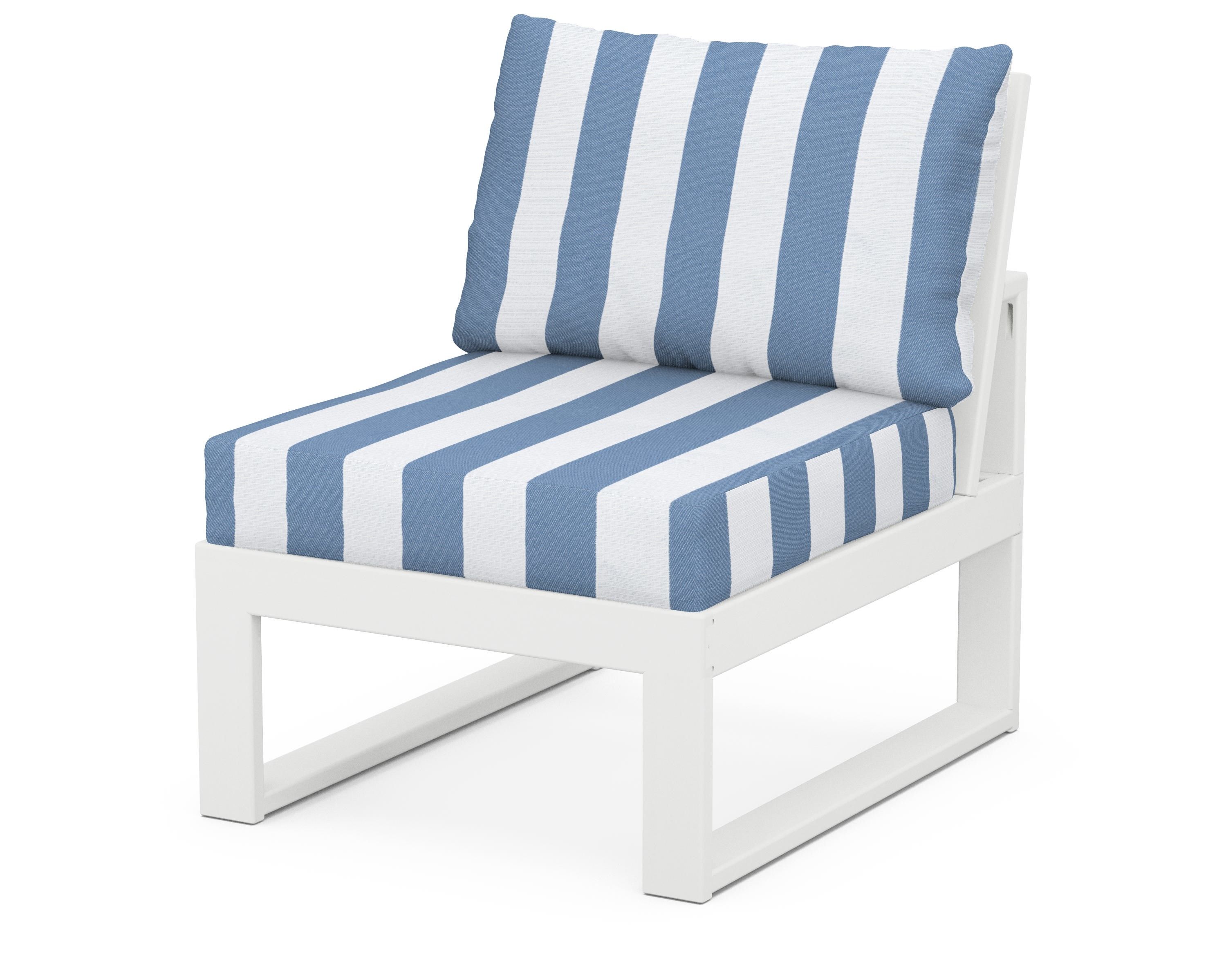 Unbranded Modular Armless Chair in White / Cabana Stripe Sky Blue