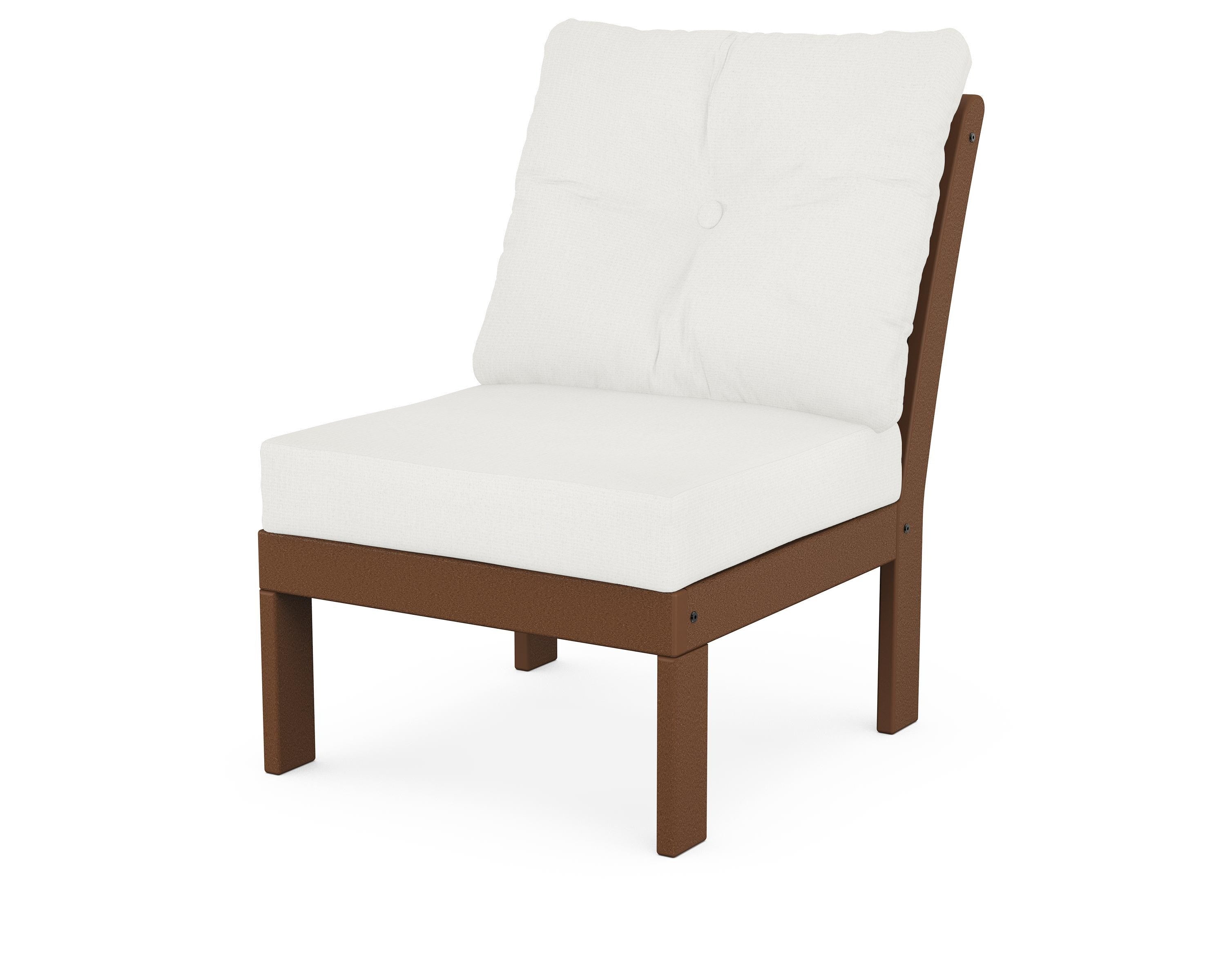 POLYWOOD® Vineyard Modular Armless Chair in Teak / Natural Linen