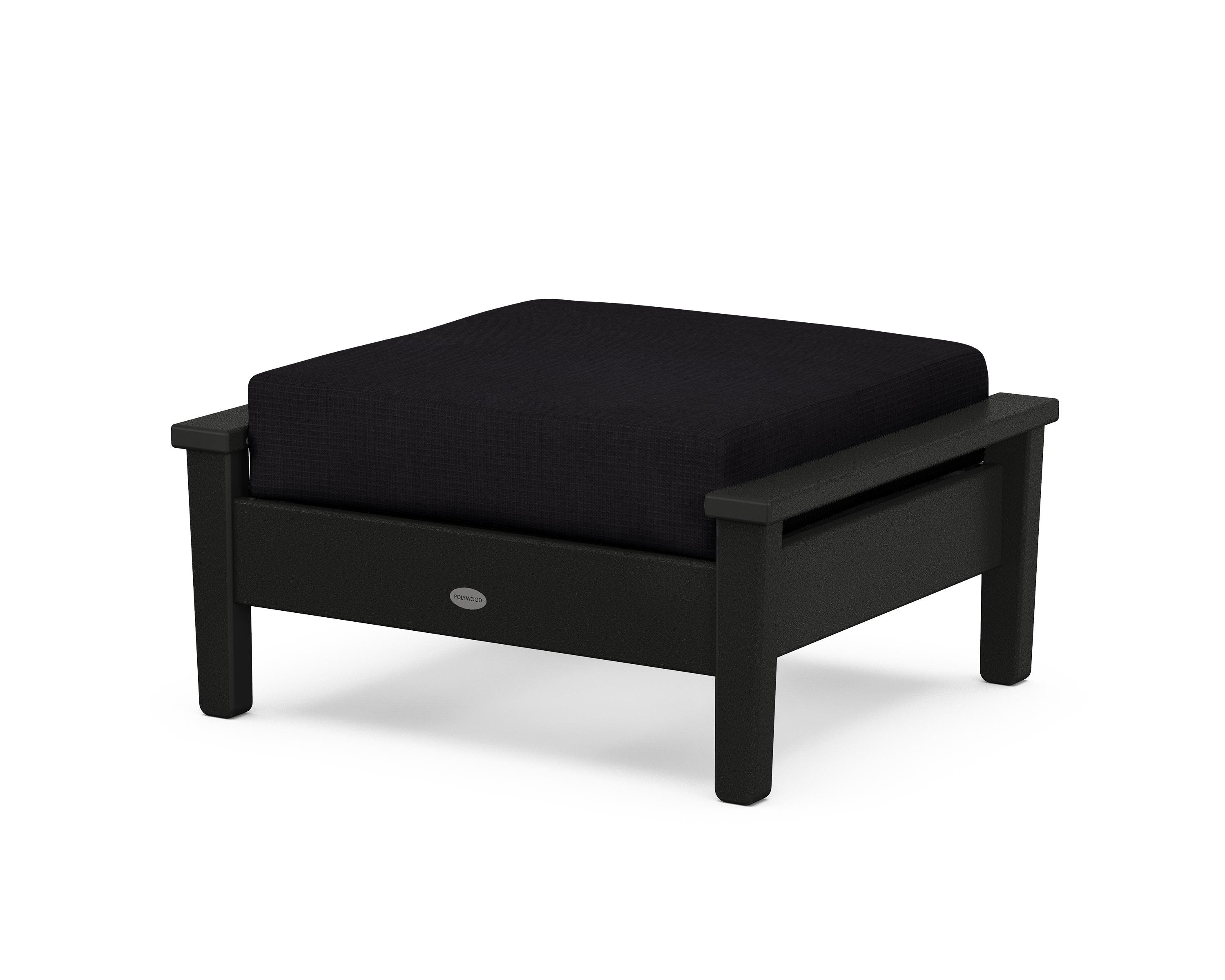 POLYWOOD® Prescott Deep Seating Ottoman in Black / Midnight Linen