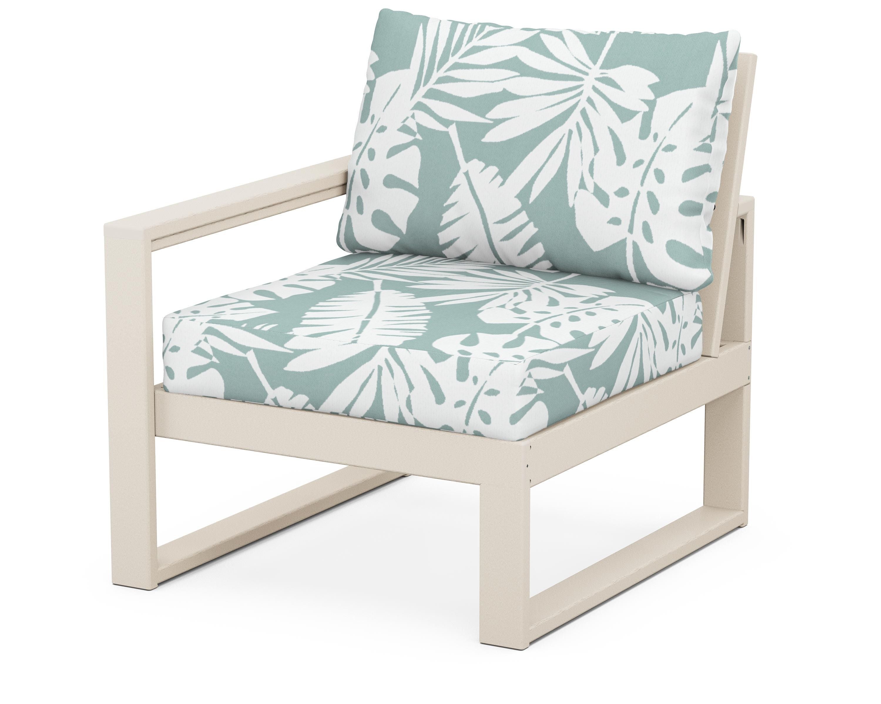 POLYWOOD® EDGE Modular Left Arm Chair in Sand / Leaf Glacier Spa