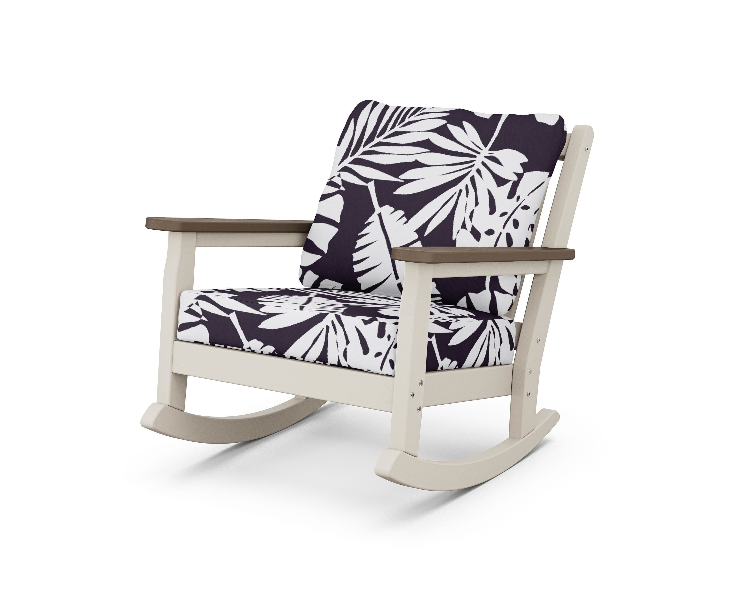 POLYWOOD® Chippendale Deep Seating Rocking Chair in Sand / Kona / Leaf Navy
