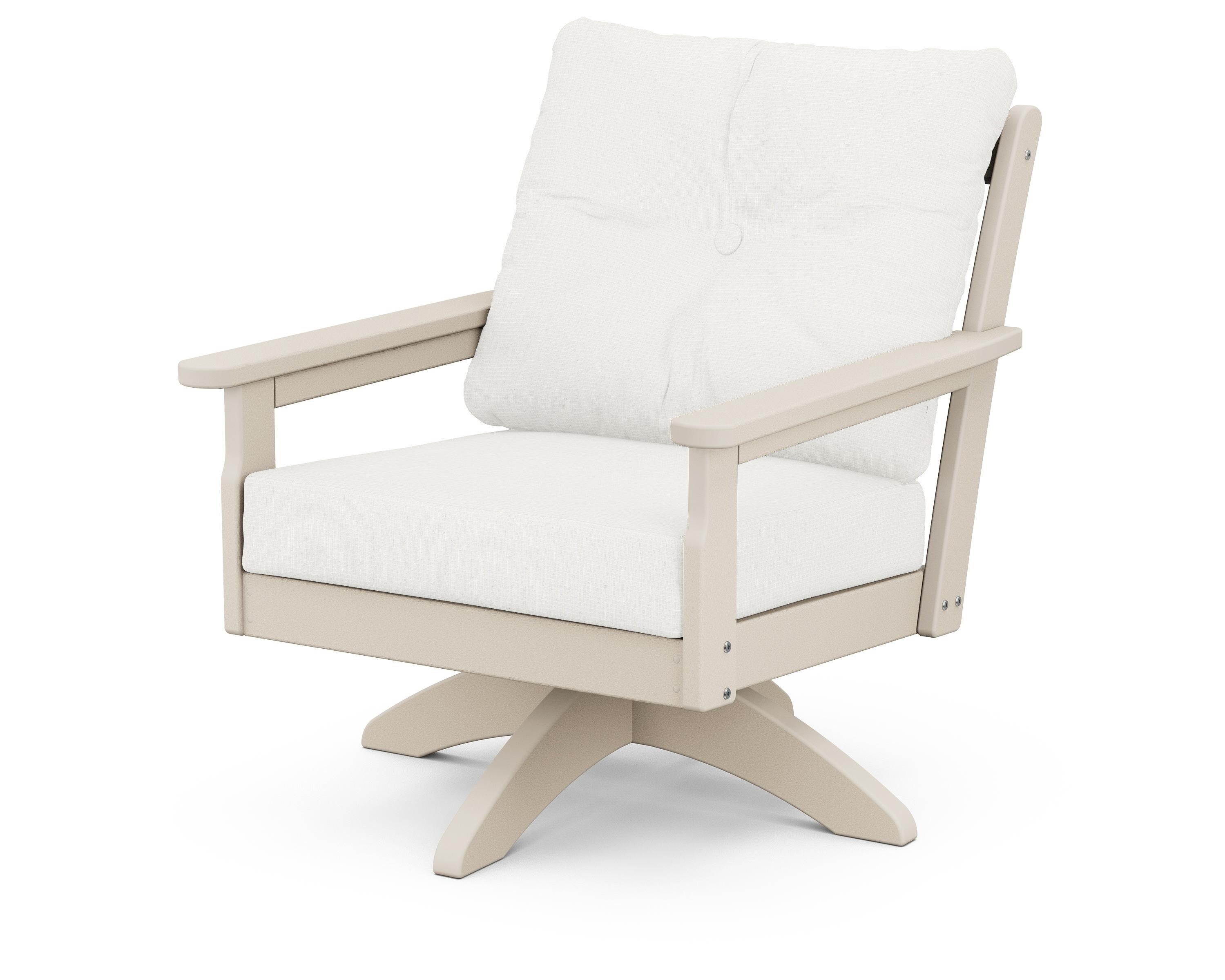 POLYWOOD® Vineyard Deep Seating Swivel Chair in Sand / Natural Linen