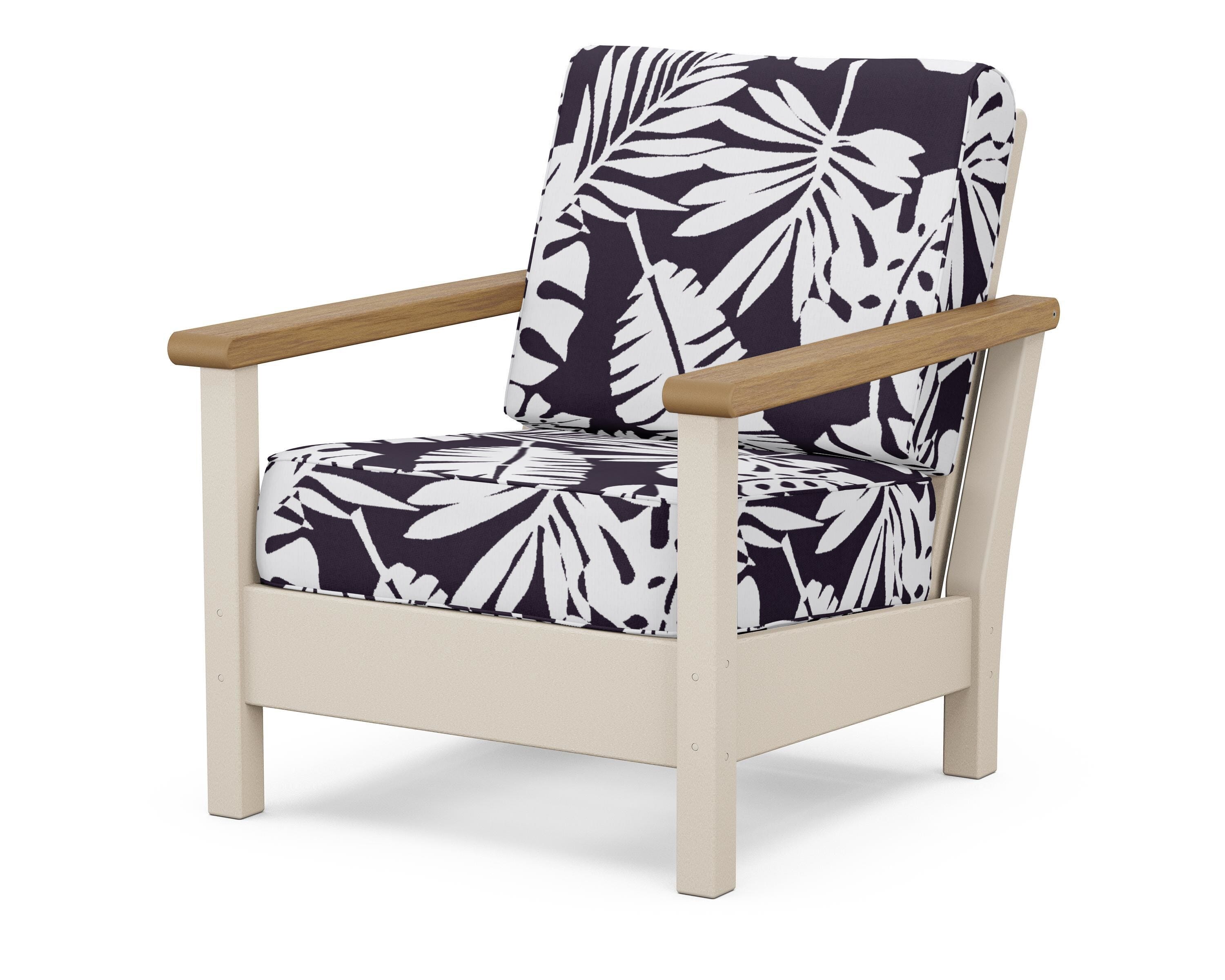 POLYWOOD® Harbour Deep Seating Chair in Sand / Natural / Leaf Navy