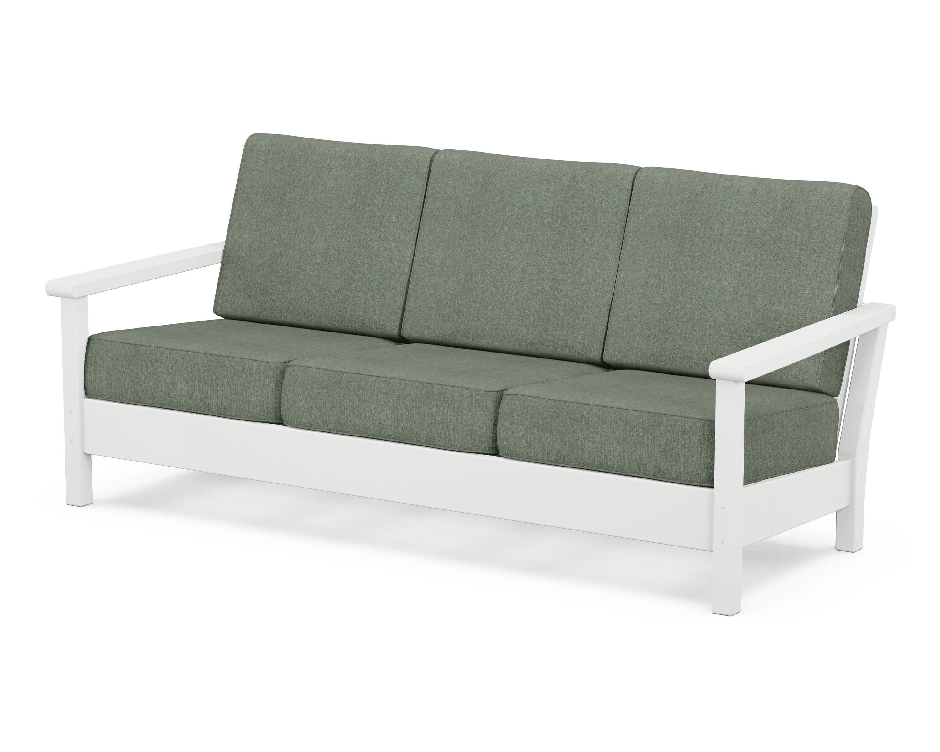 POLYWOOD® Harbour Deep Seating Sofa in White / Cast Sage