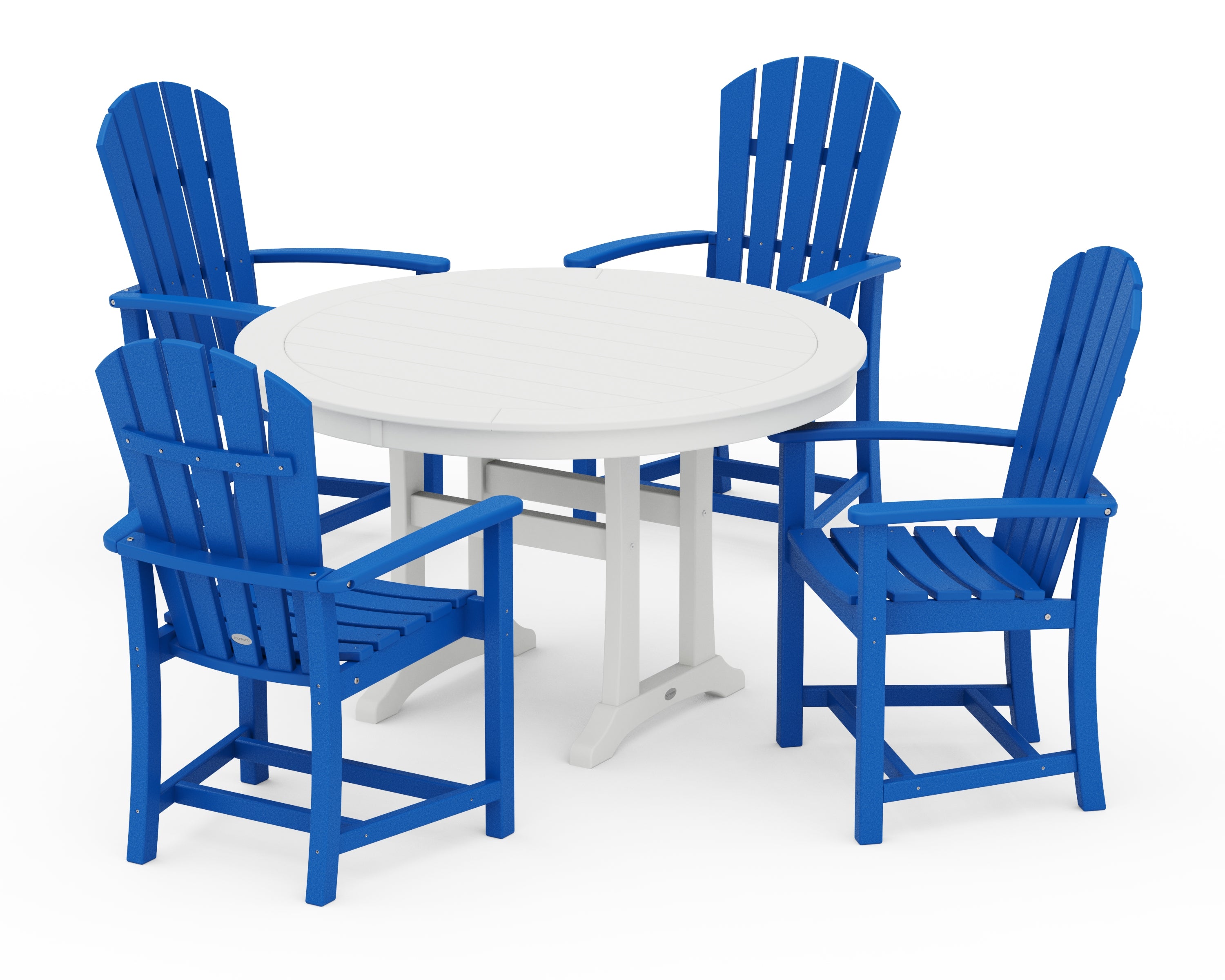 POLYWOOD® Palm Coast 5-Piece Round Dining Set in Pacific Blue / White