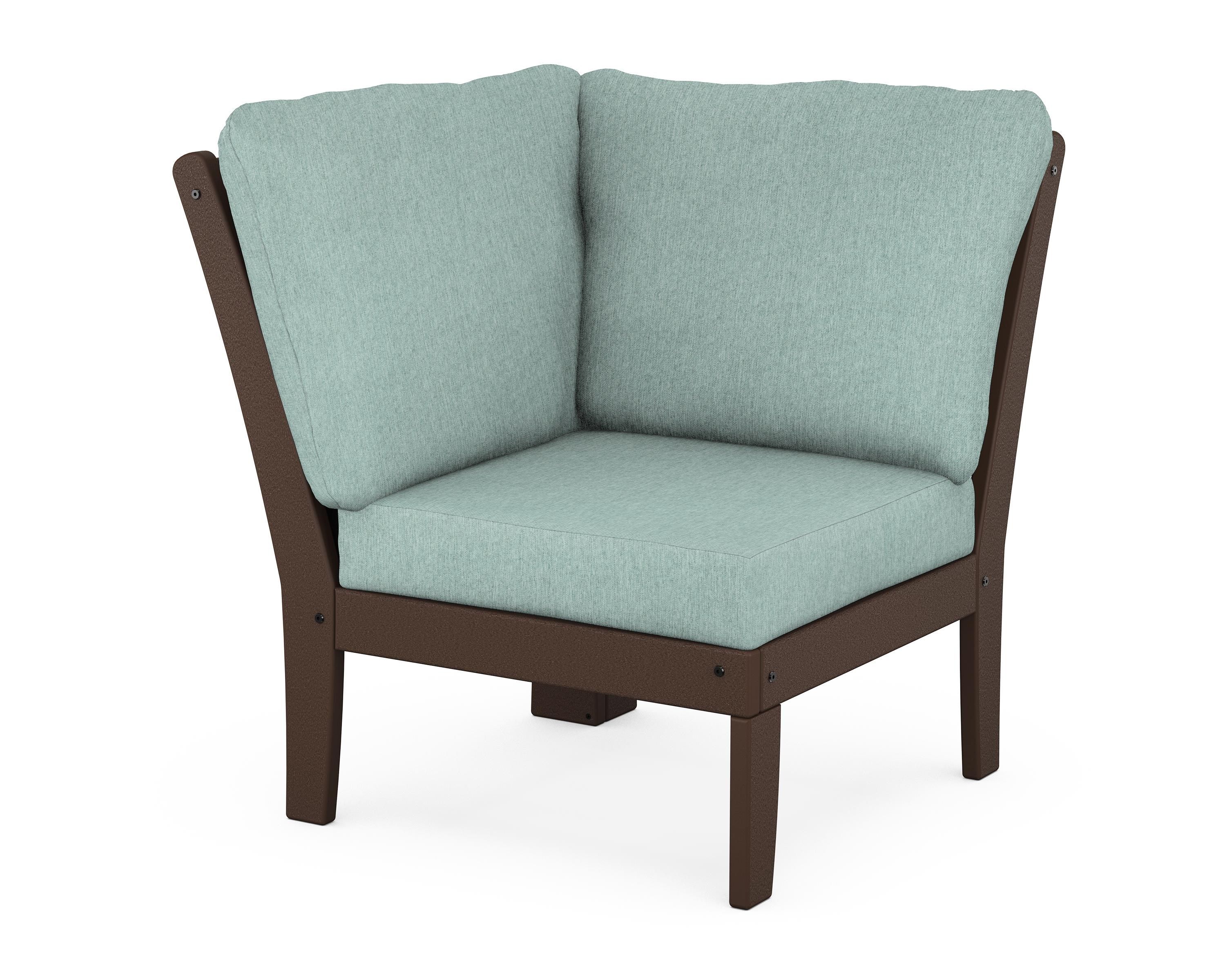 POLYWOOD® Braxton Modular Corner Chair in Mahogany / Glacier Spa