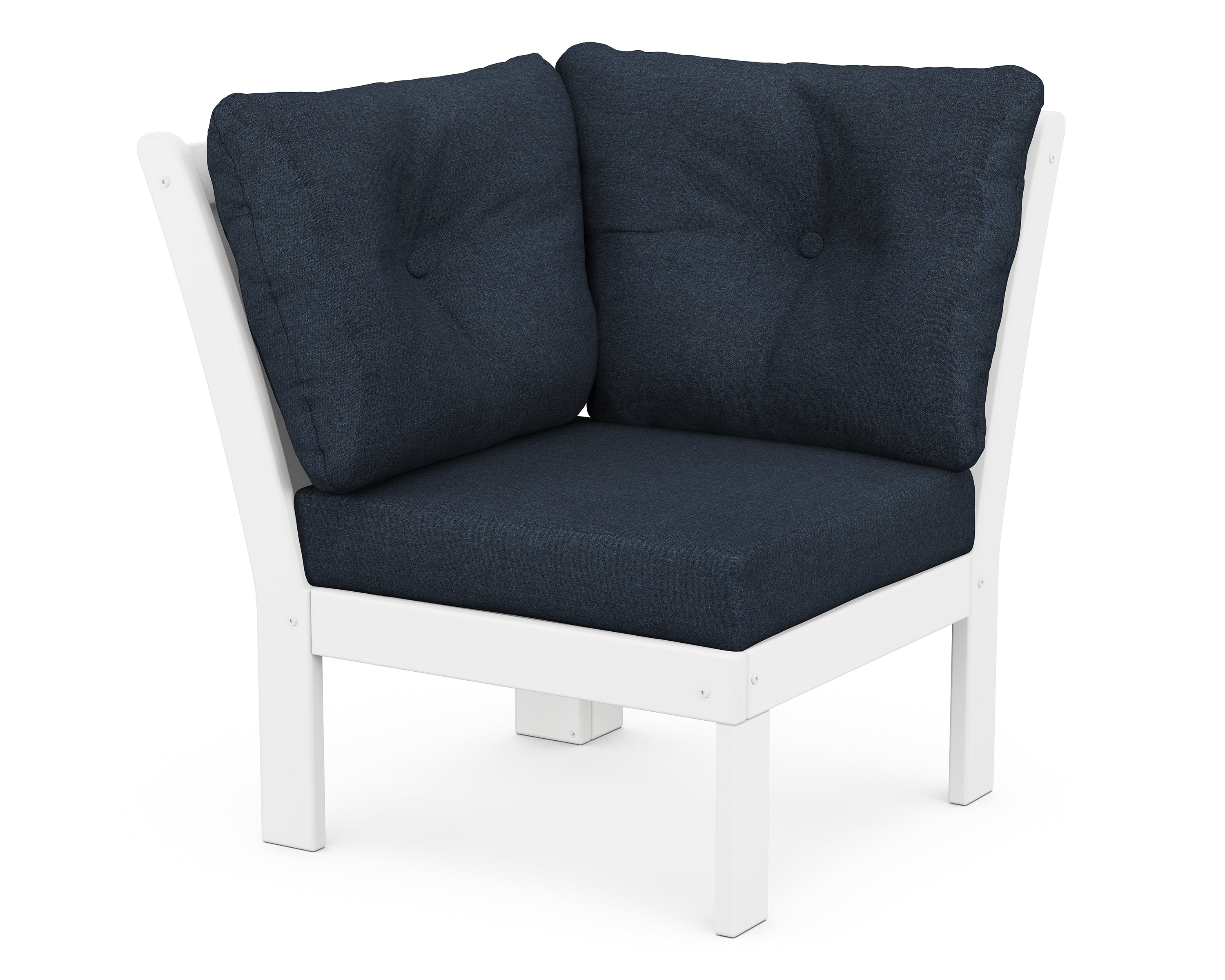 POLYWOOD® Vineyard Modular Corner Chair in White / Marine Indigo