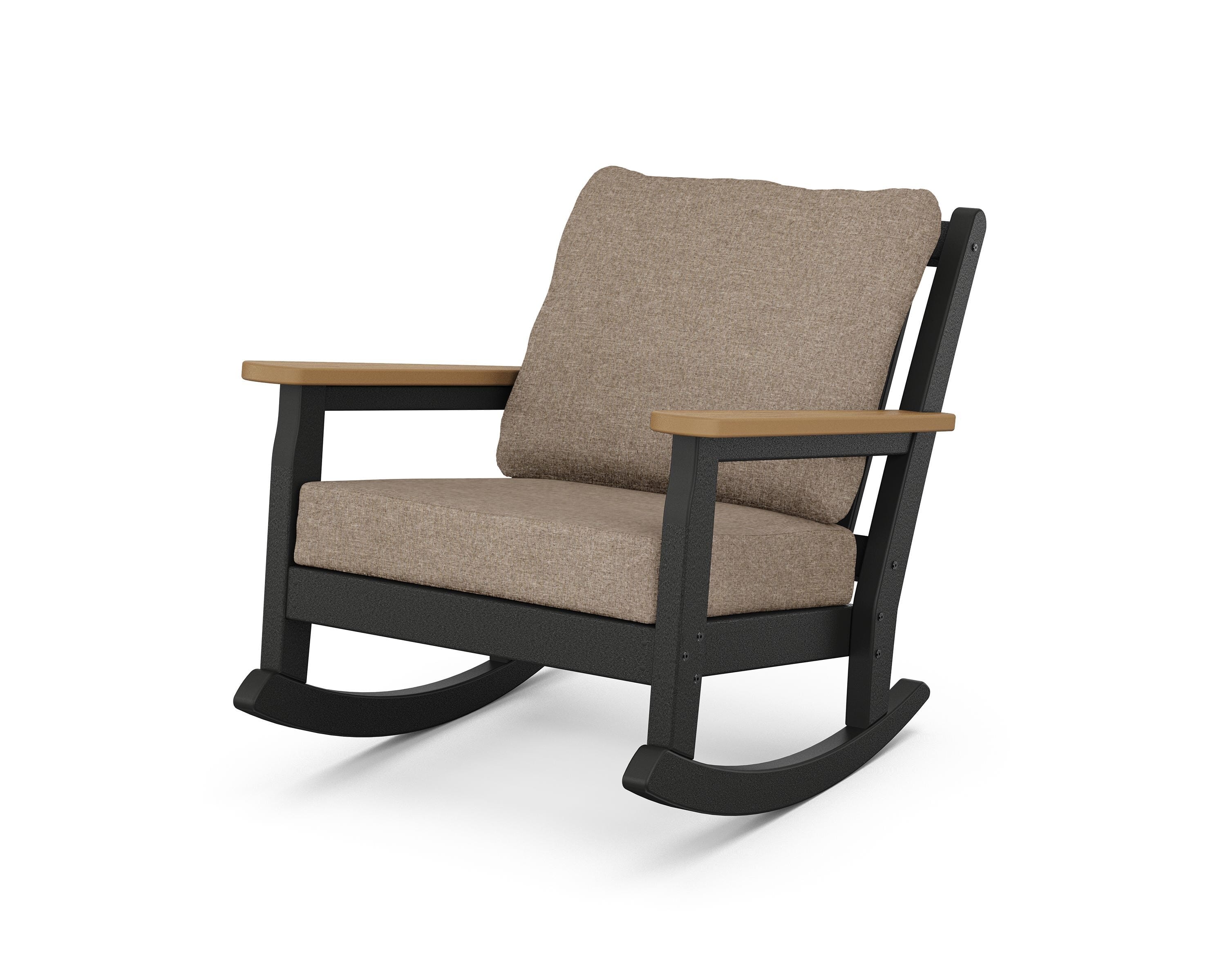 POLYWOOD® Chippendale Deep Seating Rocking Chair in Black / Natural / Spiced Burlap