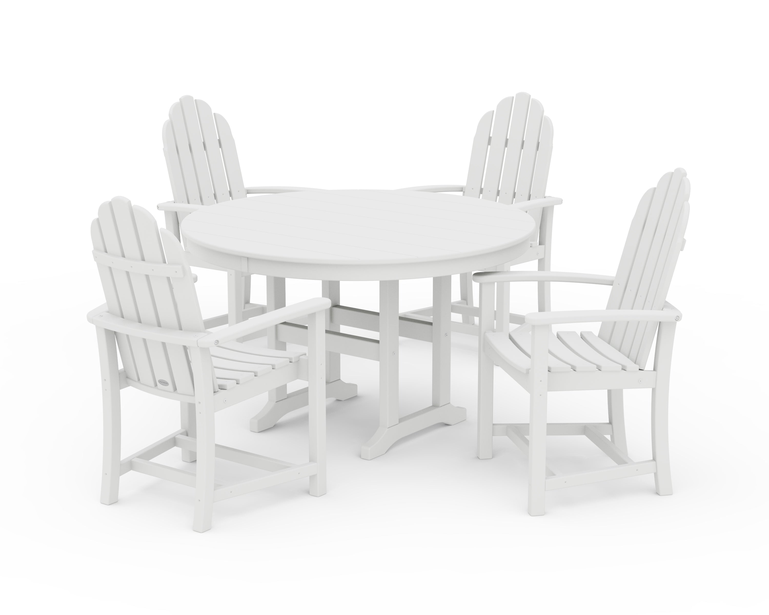 POLYWOOD® Classic Adirondack 5-Piece Round Farmhouse Dining Set in White