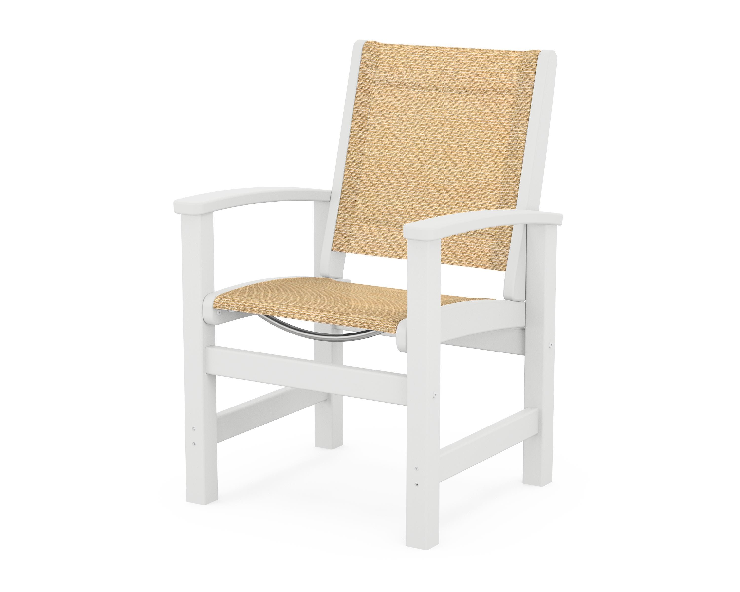 POLYWOOD® Coastal Dining Chair in White / Dupioni Apricot Sling