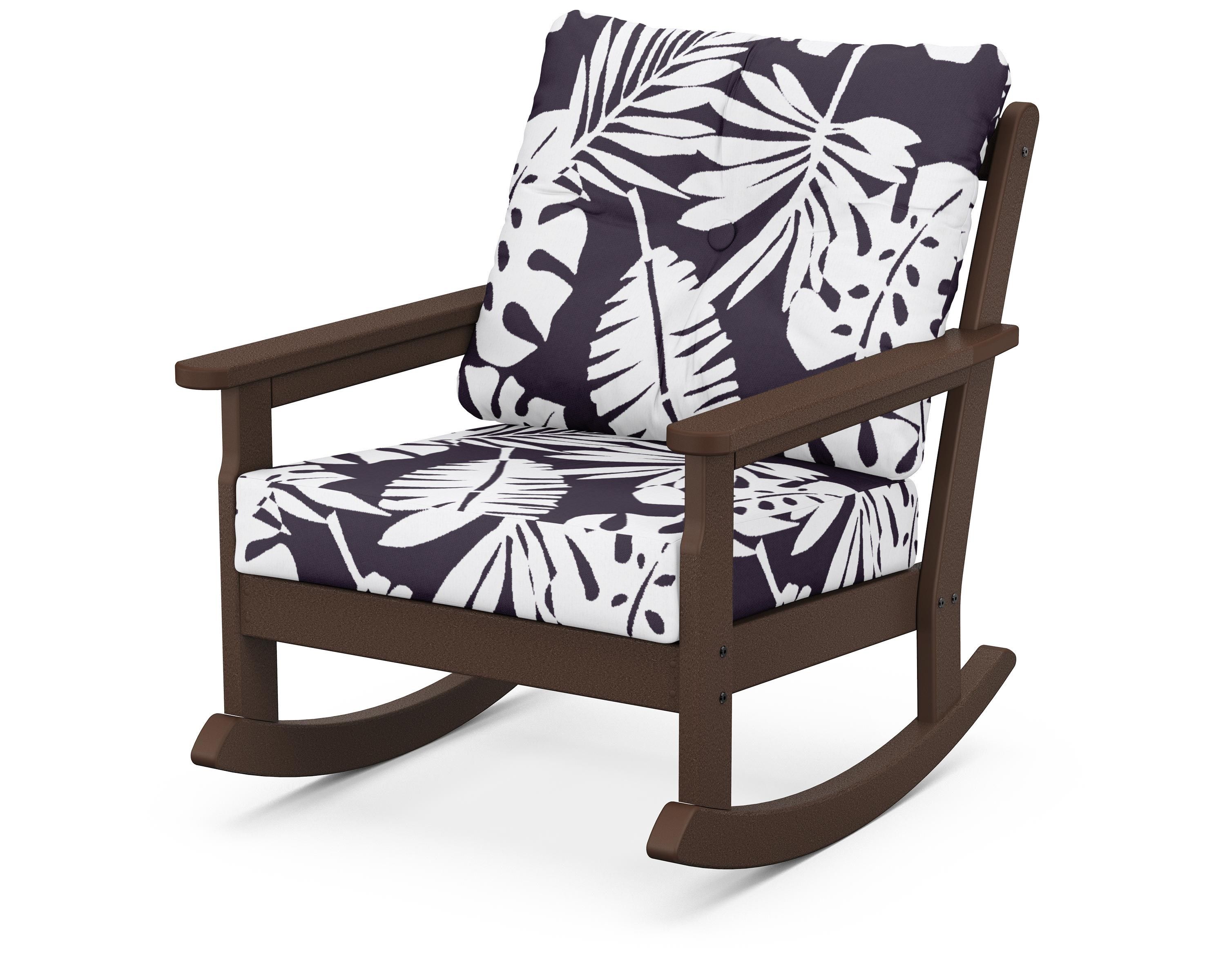 POLYWOOD® Vineyard Deep Seating Rocking Chair in Mahogany / Leaf Navy