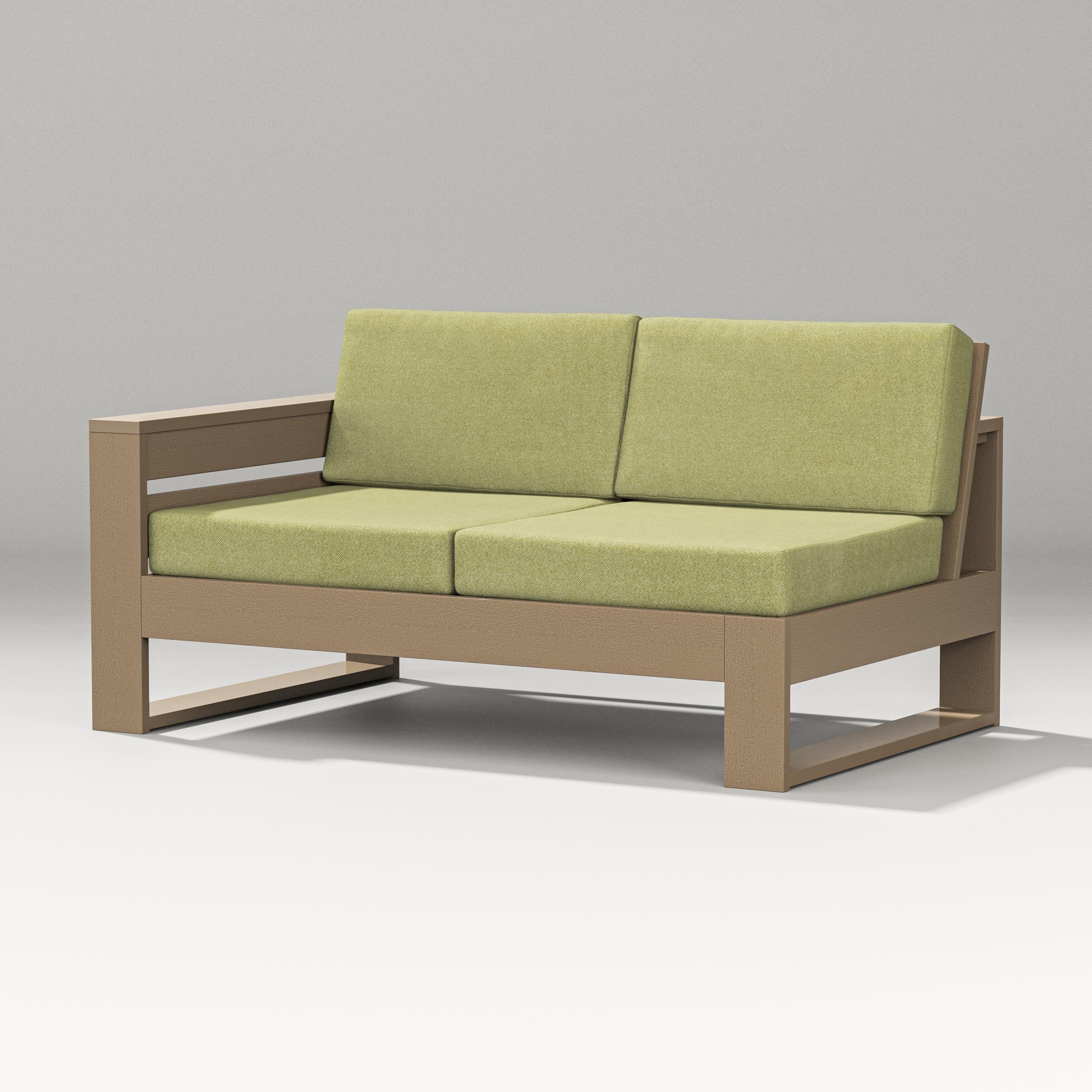 PW Designer Series Latitude Modular Left Arm Loveseat in Vintage Sahara / Chartreuse Boucle