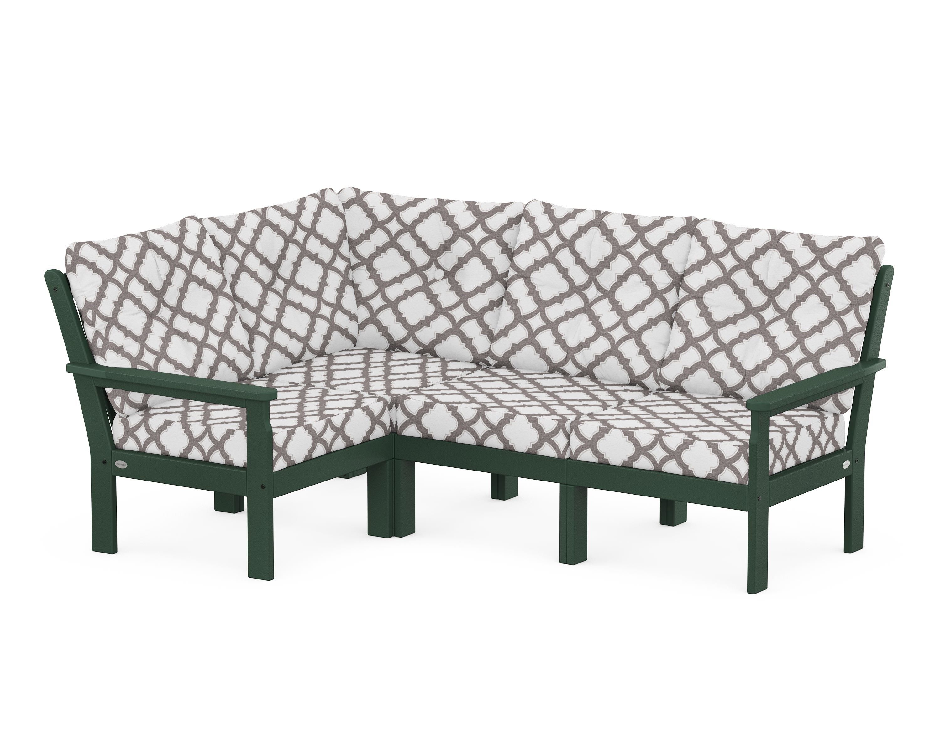 POLYWOOD® Vineyard 4-Piece Sectional in Green / Trellis Grey Mist