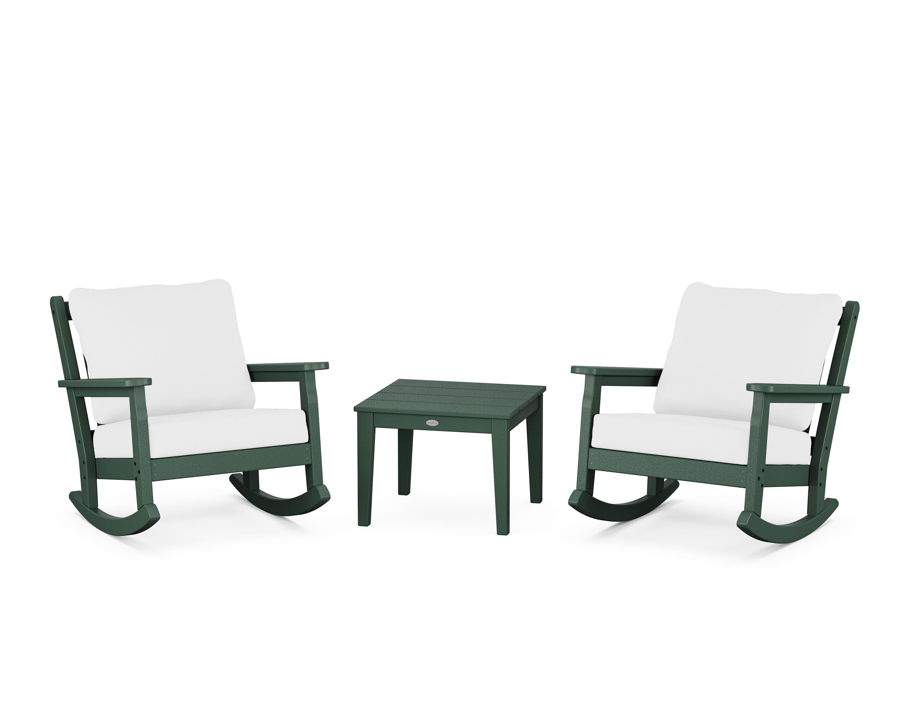 POLYWOOD® Chippendale 3-Piece Deep Seating Rocker Set in Green / Natural