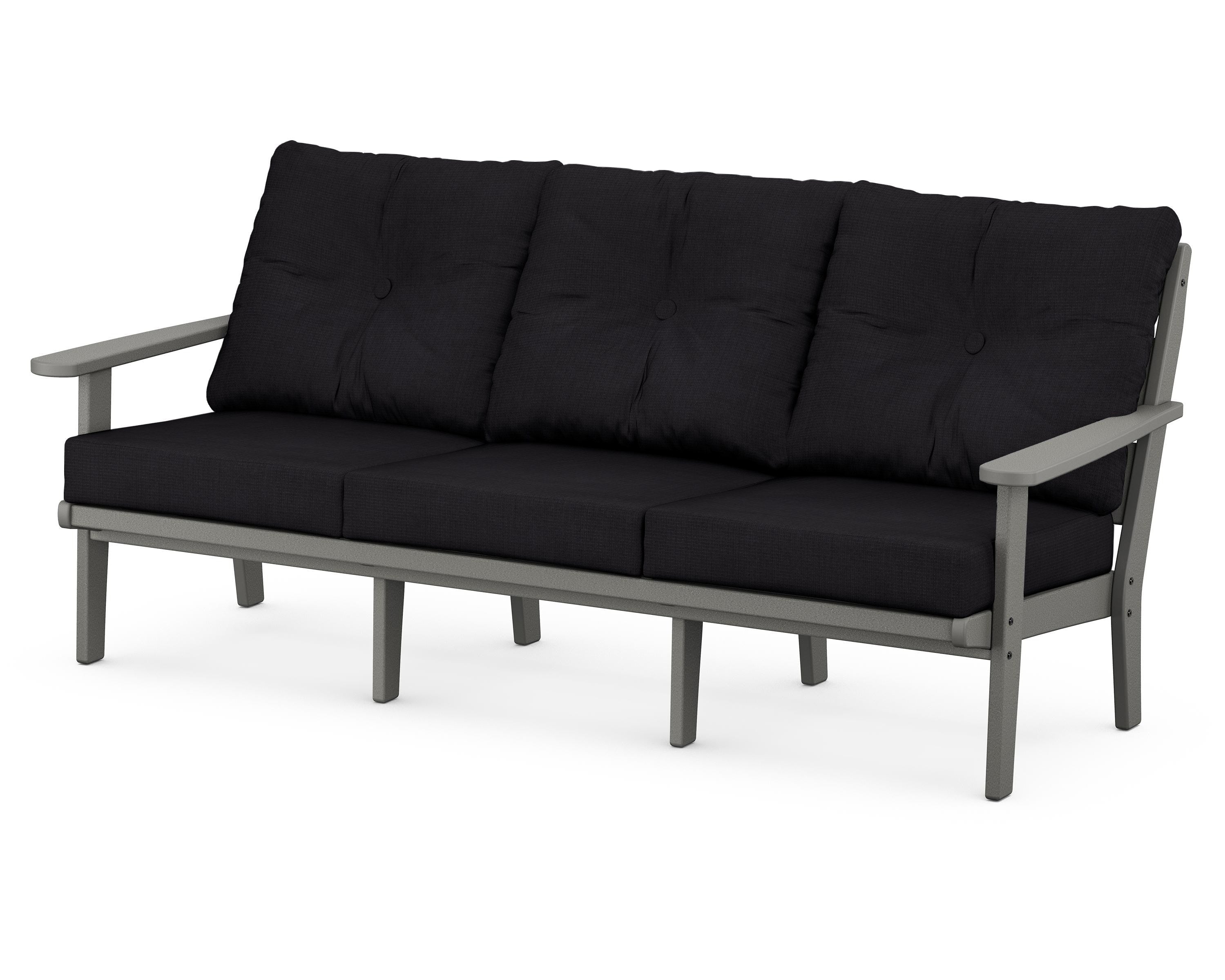 POLYWOOD® Lakeside Deep Seating Sofa in Slate Grey / Midnight Linen