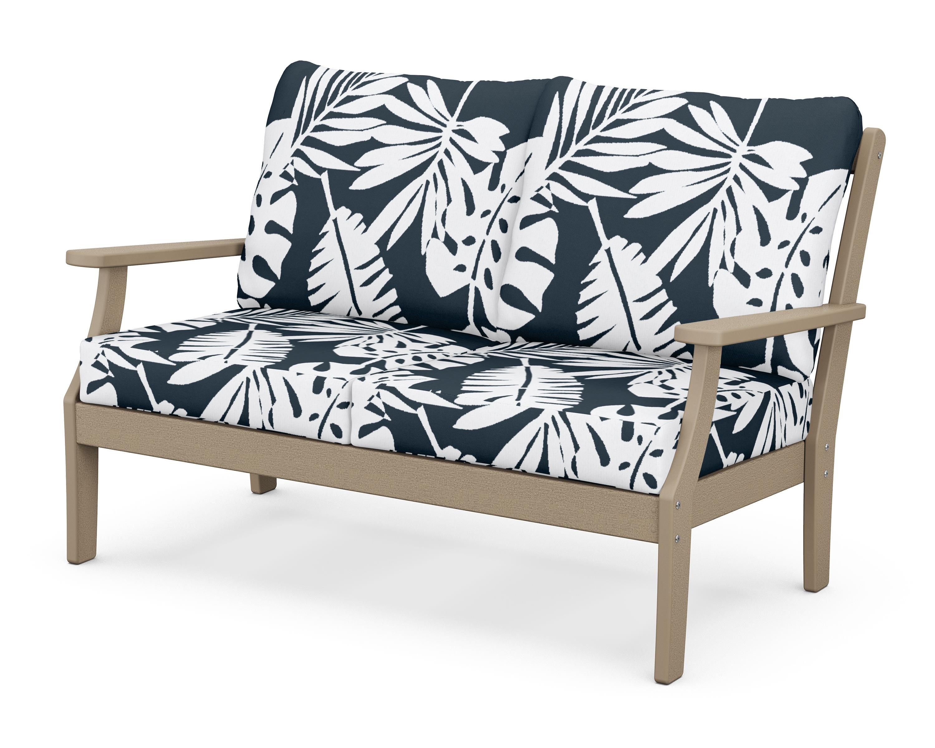 POLYWOOD® Braxton Deep Seating Loveseat in Vintage Sahara / Leaf Marine Indigo