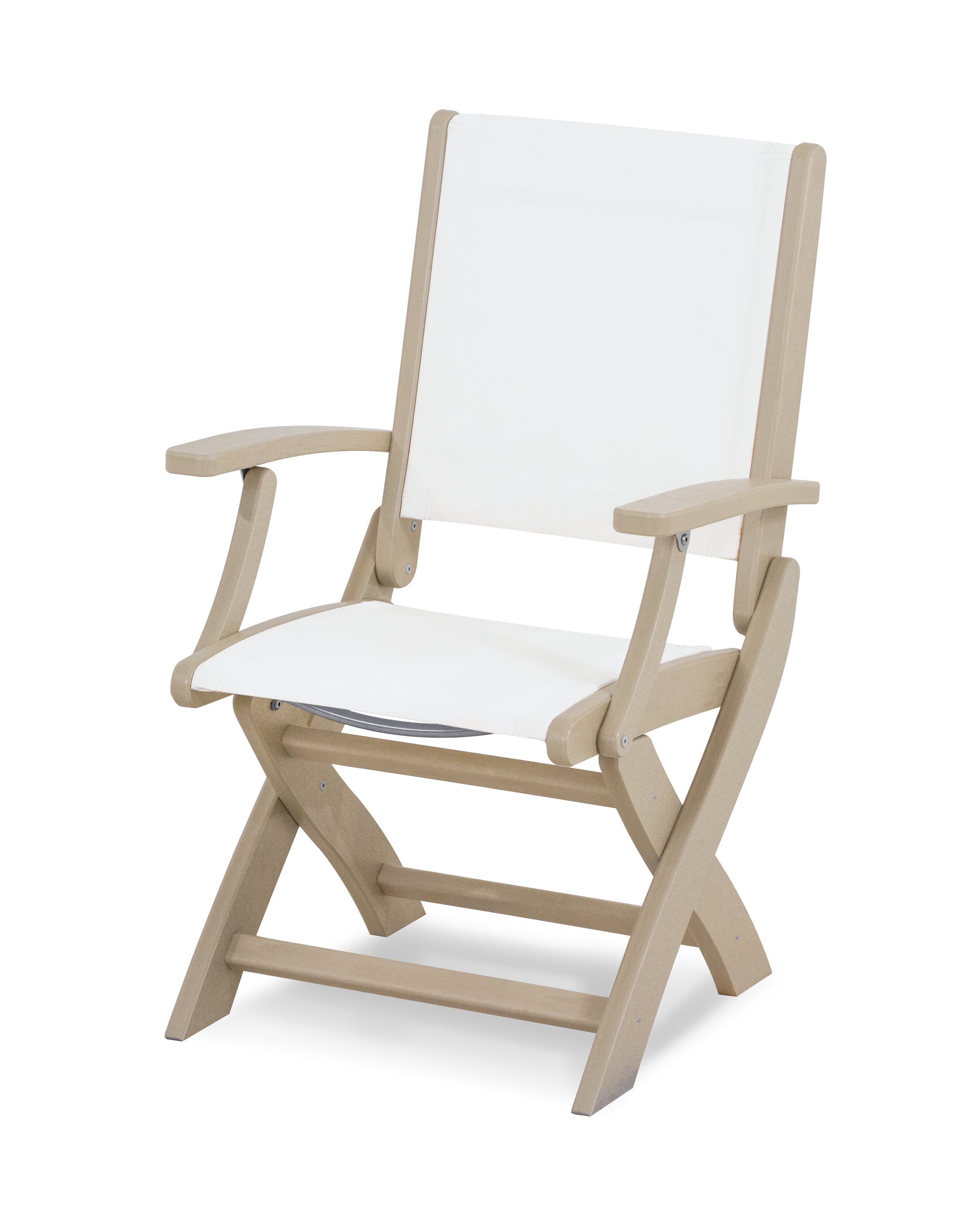 POLYWOOD® Coastal Folding Chair in Sand / White Sling